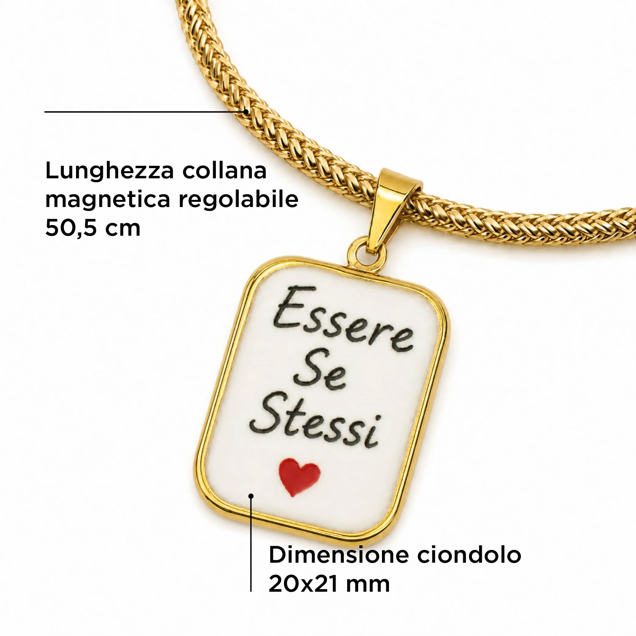 Saga Gioielli Collana Donna Magnetica con Ciondolo Essere Se Stessi in Acciaio Inox, Lunghezza 50,5 cm Regolabile - immagine 2