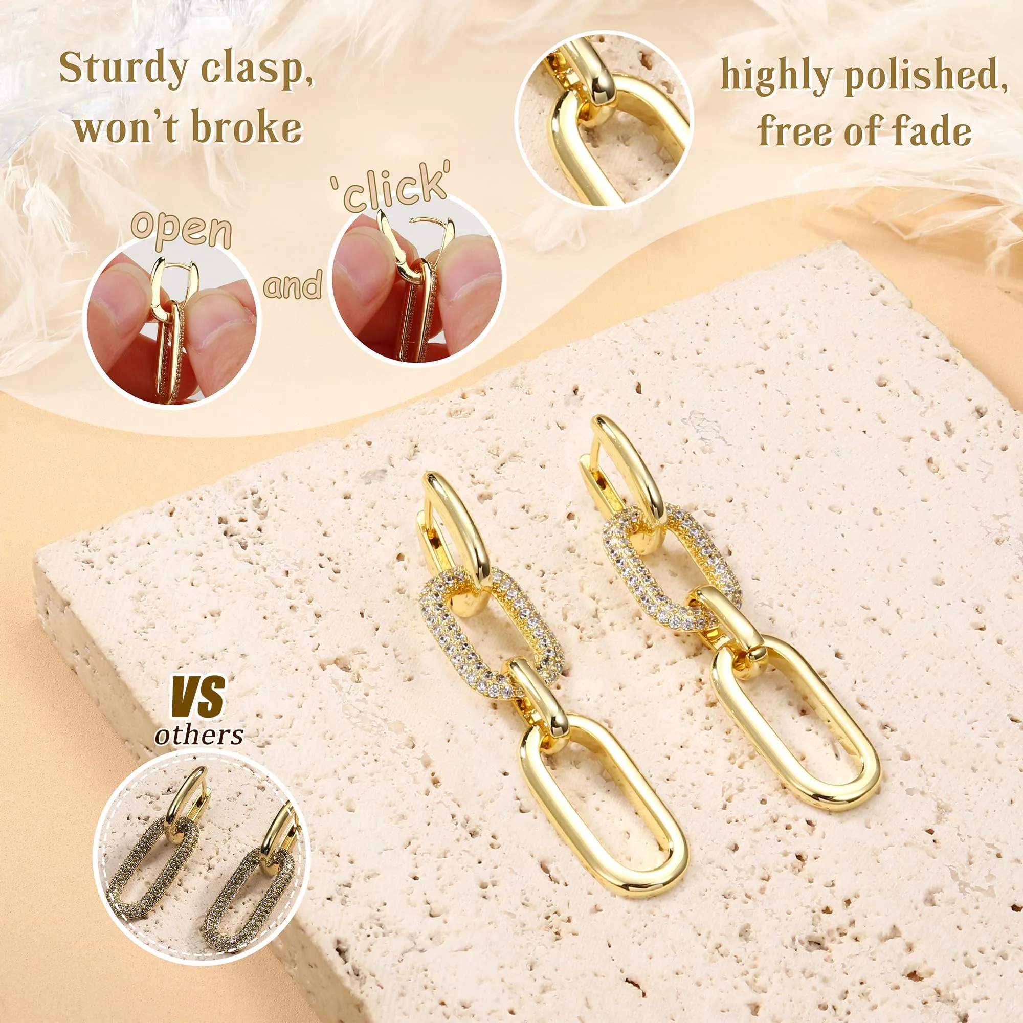 Adramata Orecchini Donna Pendenti a Goccia Placcati in Oro 14K - immagine 3