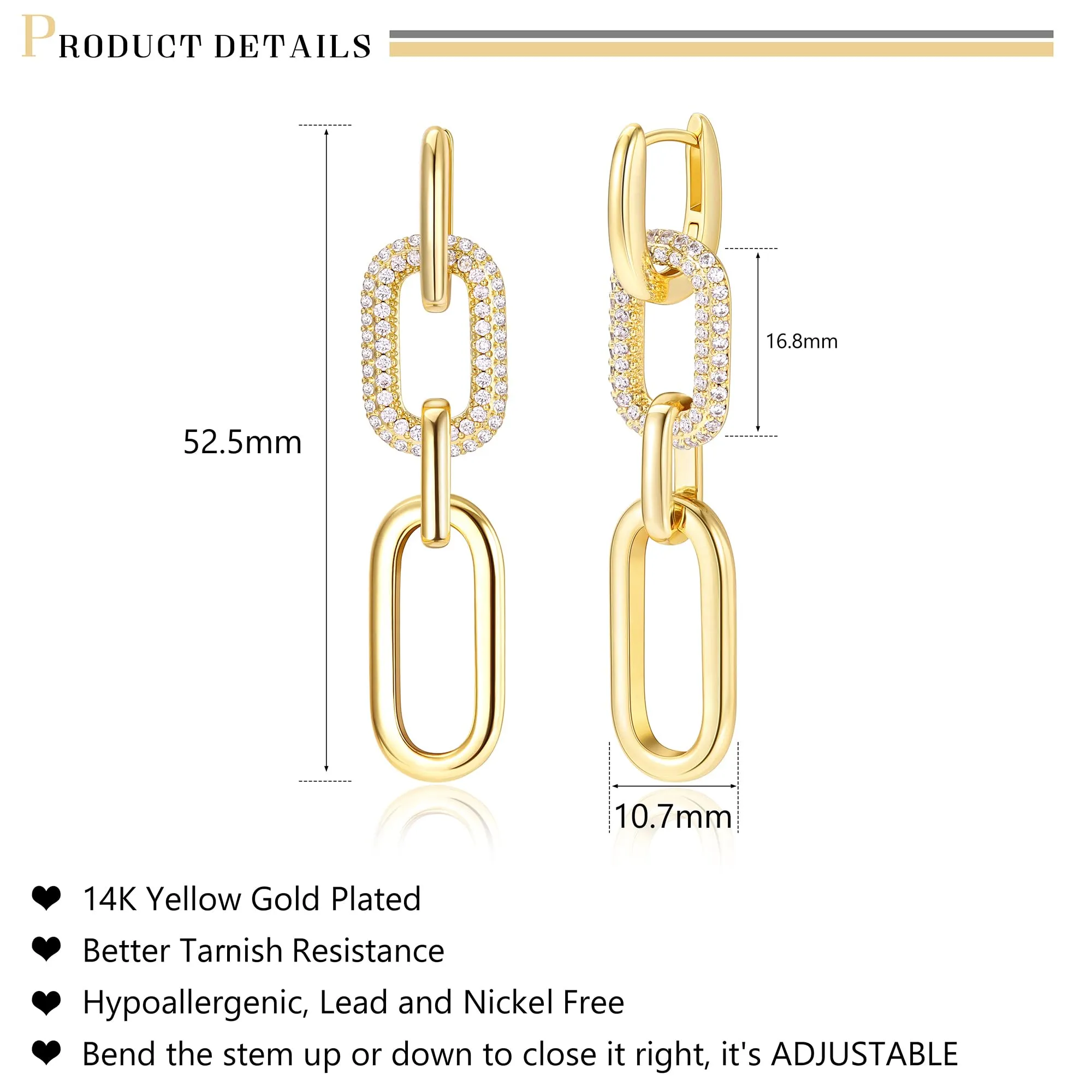 Adramata Orecchini Donna Pendenti a Goccia Placcati in Oro 14K - immagine 4