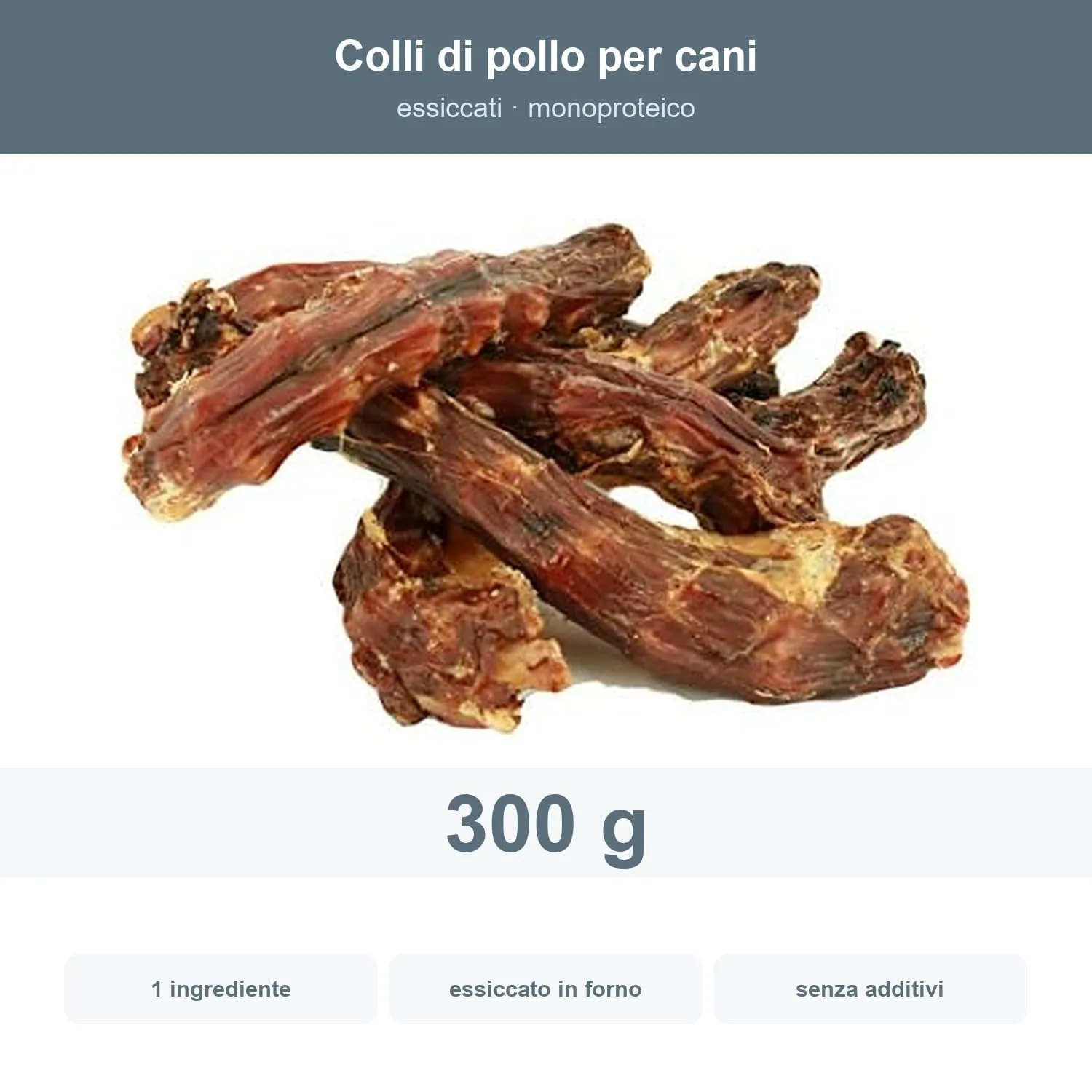 Bonya Smile Colli di pollo per cani essiccati, snack monoproteico, 300 g - immagine 2