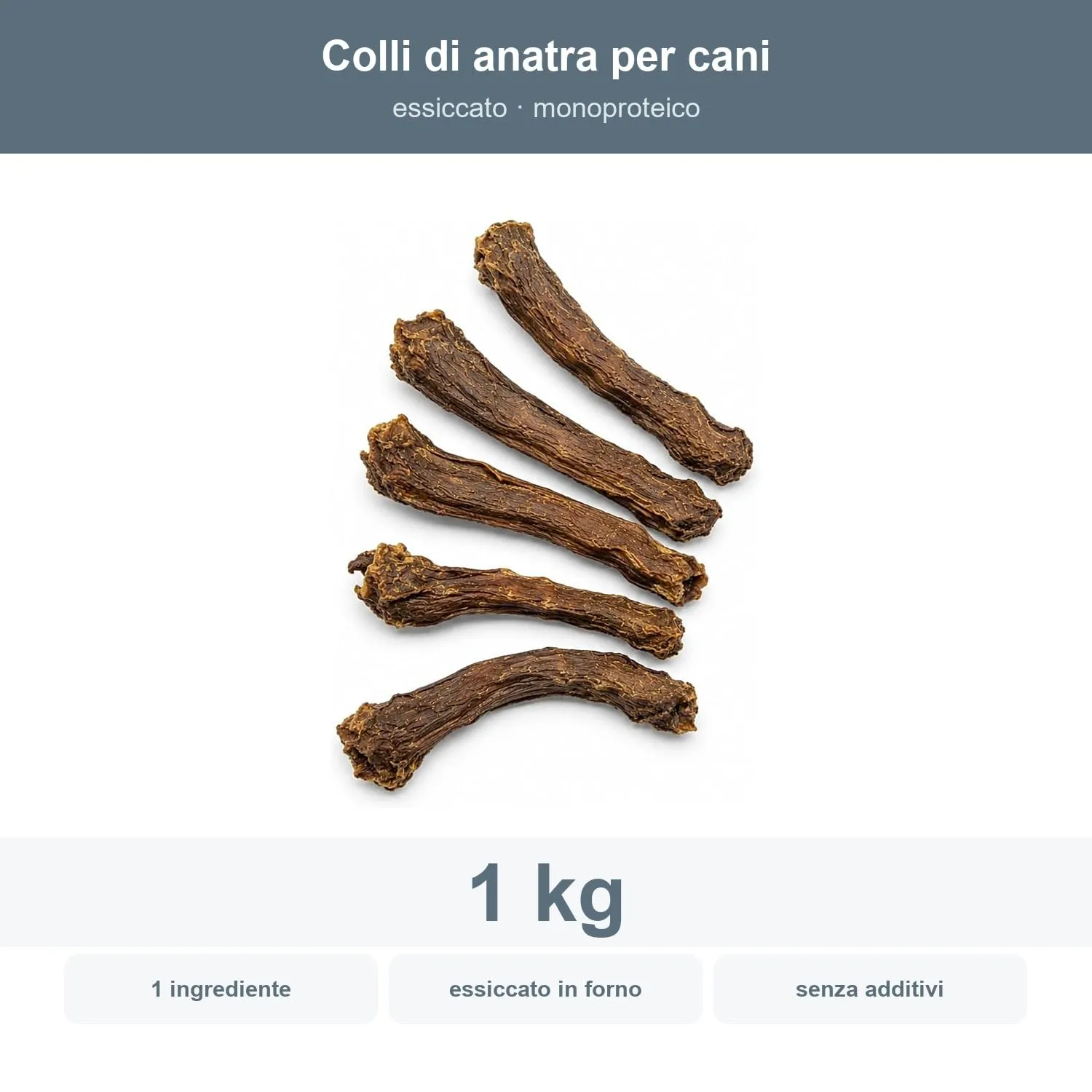 Bonya Smile Colli di Anatra per Cani, Essiccati, Snack Naturale, 1 kg - immagine 2
