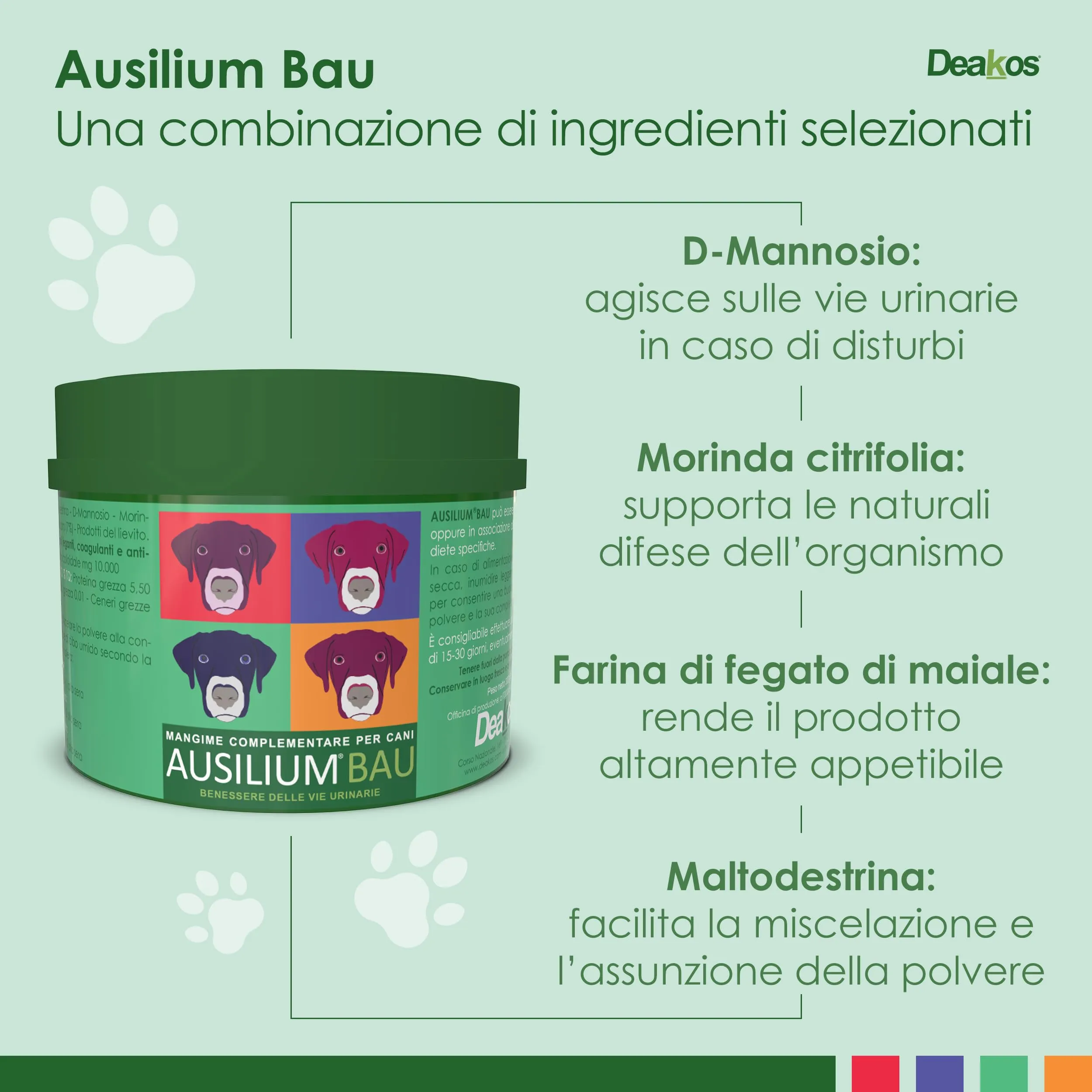 Deakos Ausilium Bau in Polvere 100g - Integratore per Benessere Vie Urinarie Cane con D-Mannosio e Morinda Citrifolia - immagine 5
