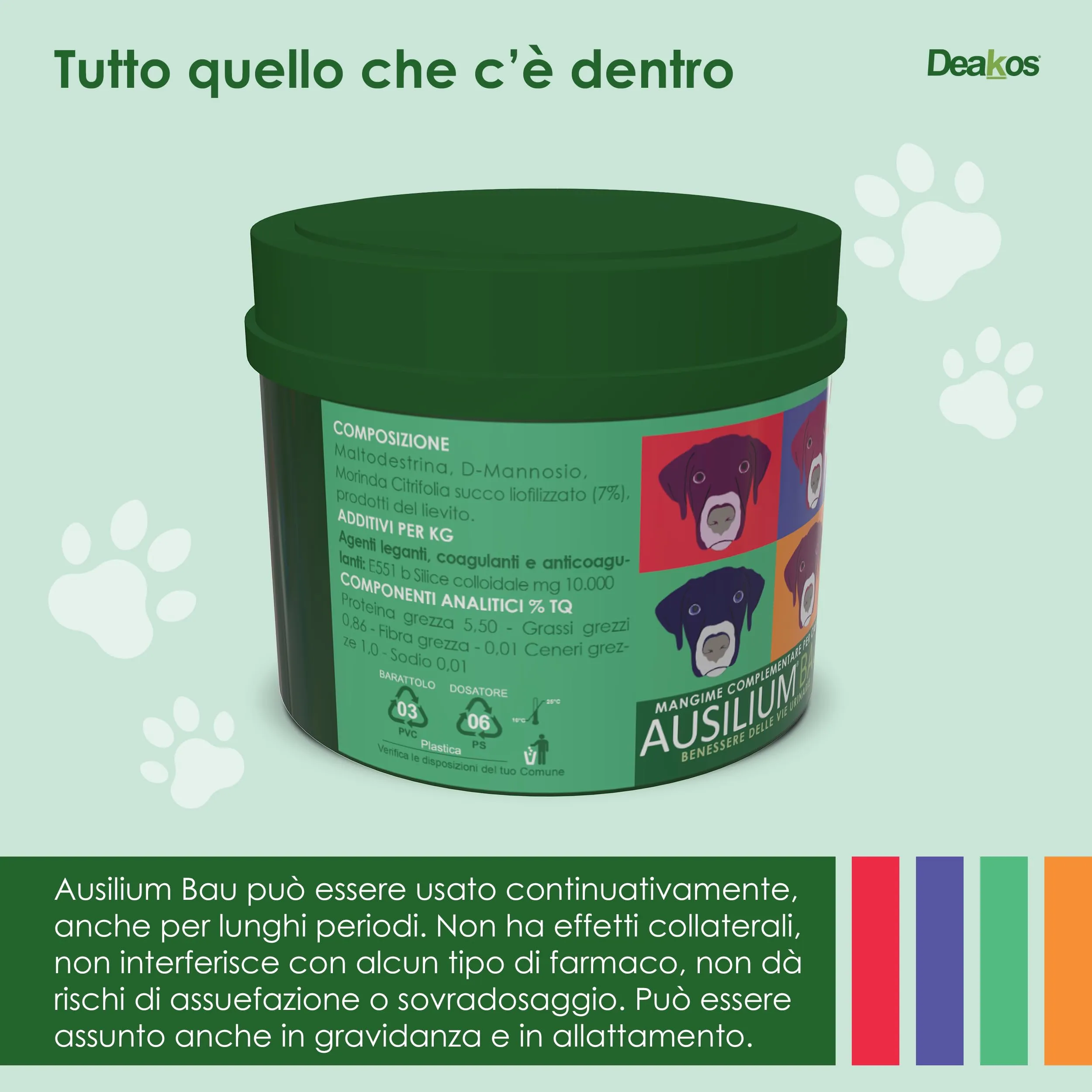 Deakos Ausilium Bau in Polvere 100g - Integratore per Benessere Vie Urinarie Cane con D-Mannosio e Morinda Citrifolia - immagine 7
