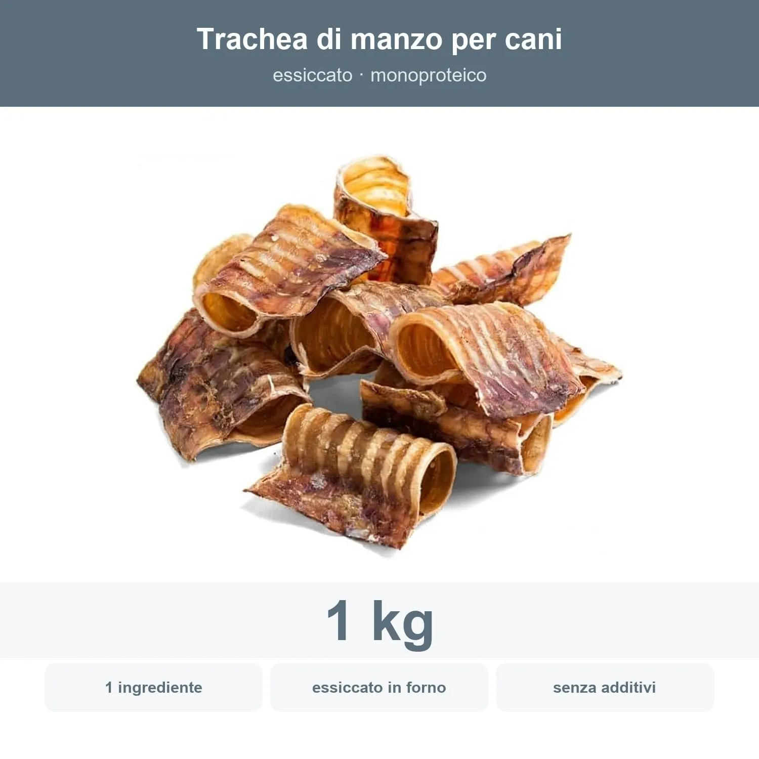 Bonya Smile Trachea di manzo per cani, essiccata, 1 kg - immagine 2