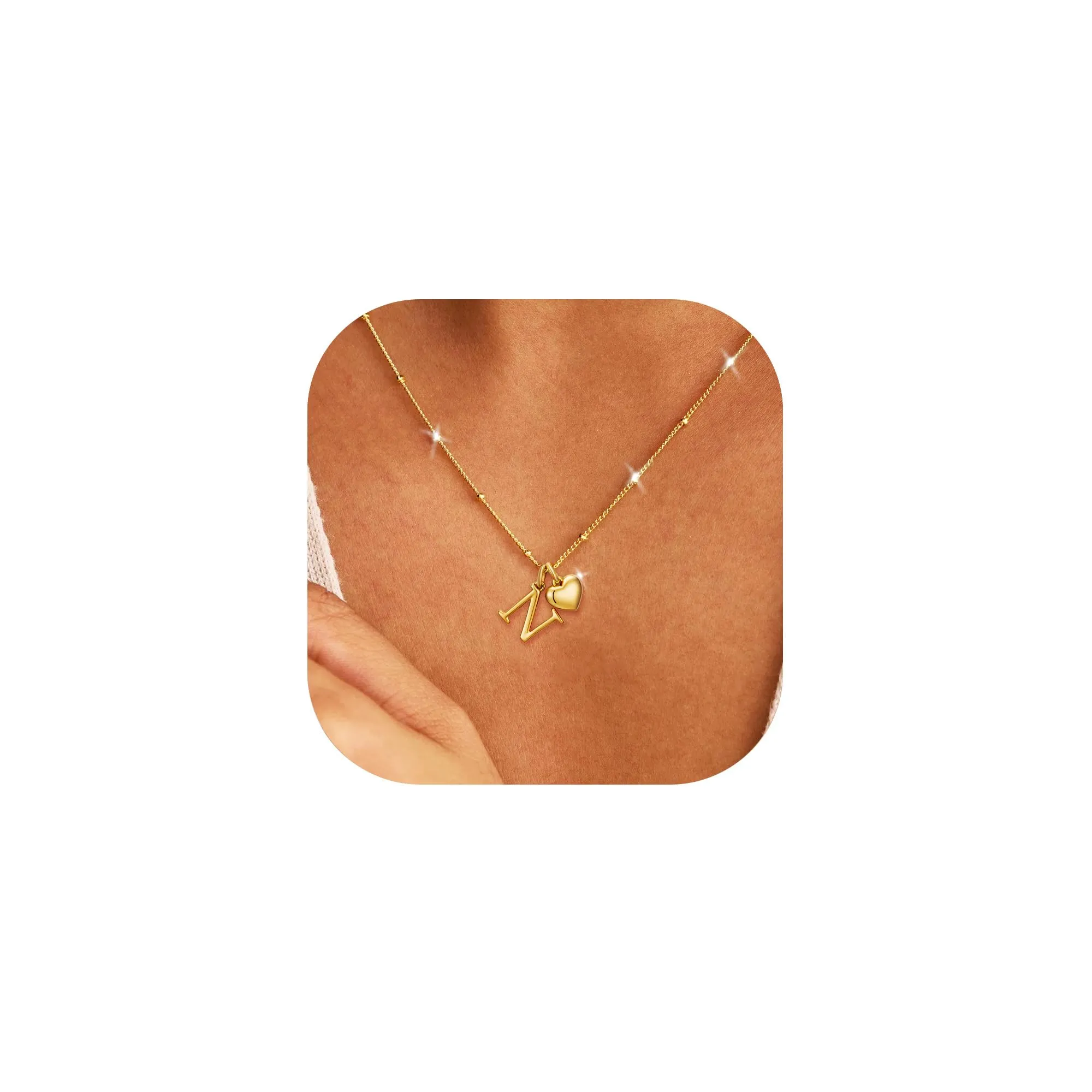 Rajputana Collana Personalizzabile con Iniziale e Cuore in Argento Sterling 925 placcato Oro - immagine 1