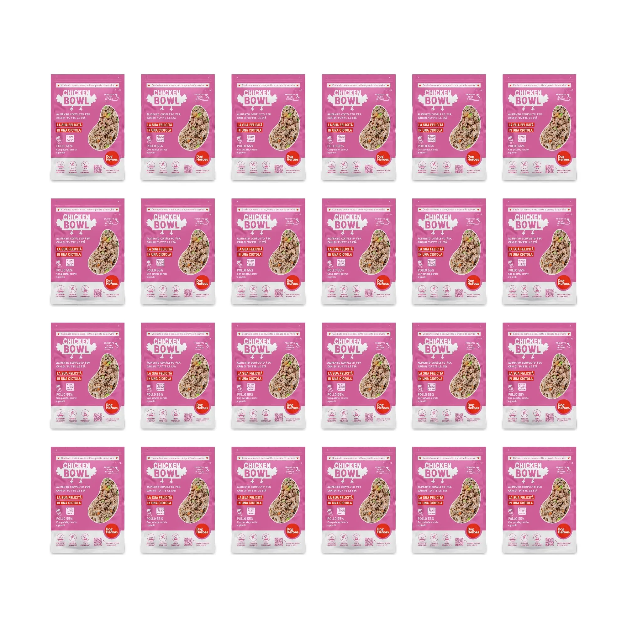 Dog Heroes Cibo Umido Congelato per Cani al Pollo 55%, 24x320g - immagine 1