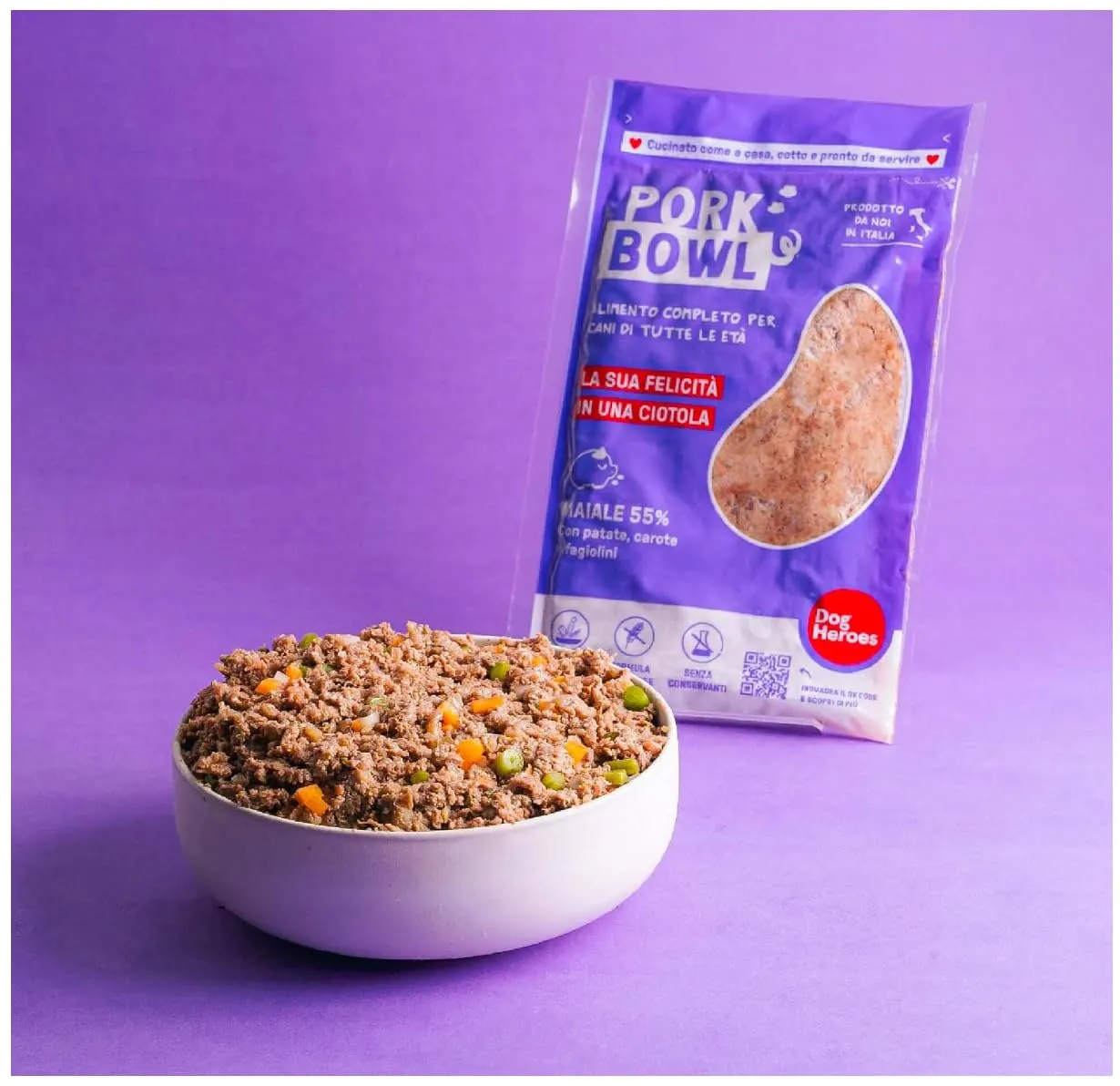 Dog Heroes Cibo Umido Congelato per Cani Mix 4 Gusti (55% Carne) 24x650g - immagine 2