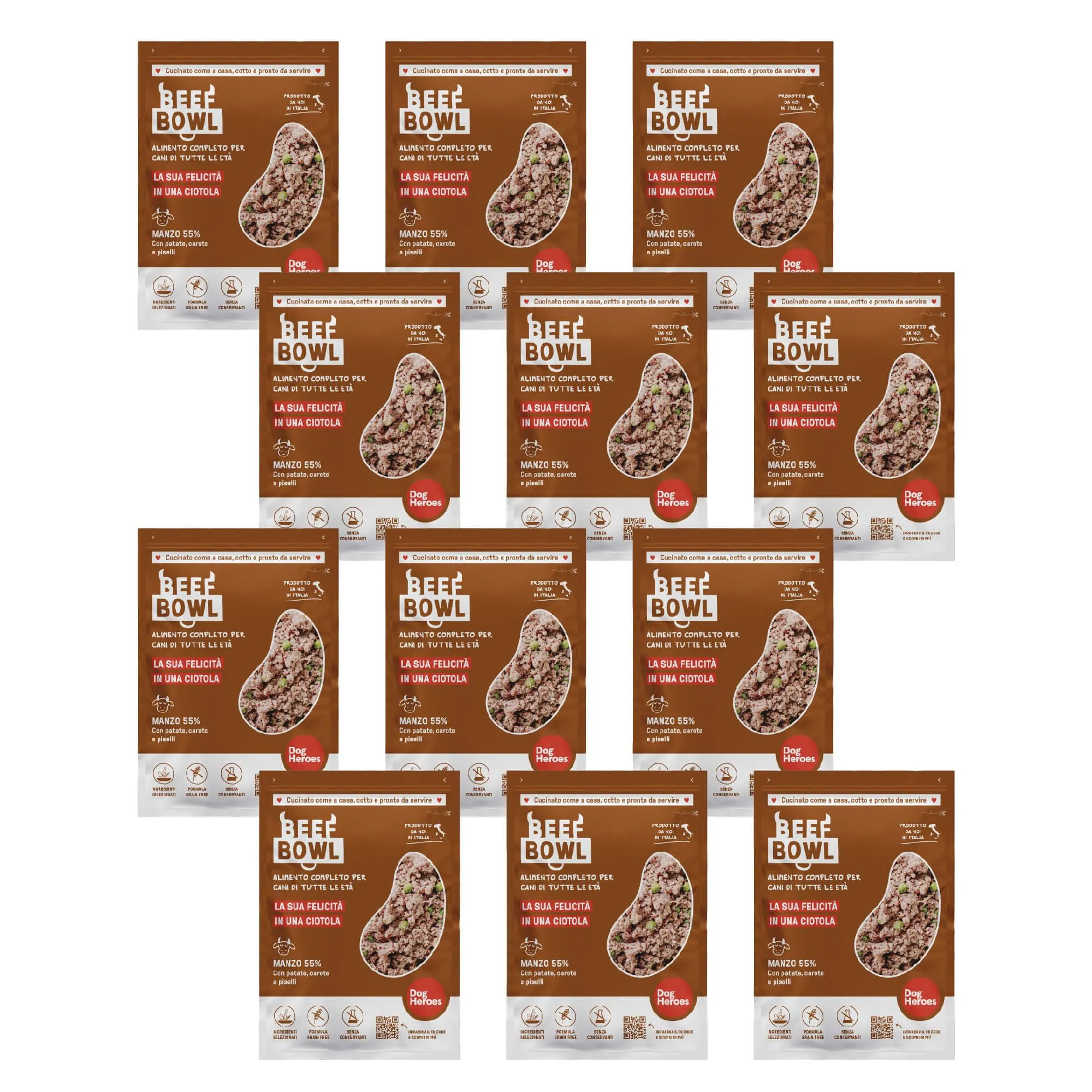 Dog Heroes Cibo Umido Congelato per Cani Manzo, 12x320g - immagine 1