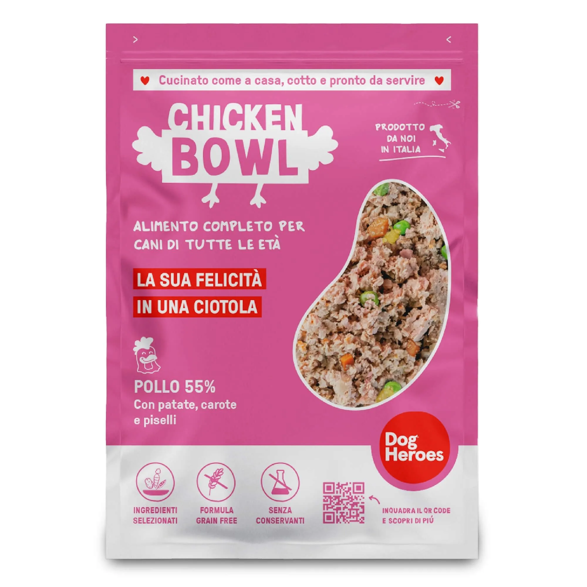 Dog Heroes Cibo Umido Congelato per Cani al Pollo 55%, 12x650g - immagine 2