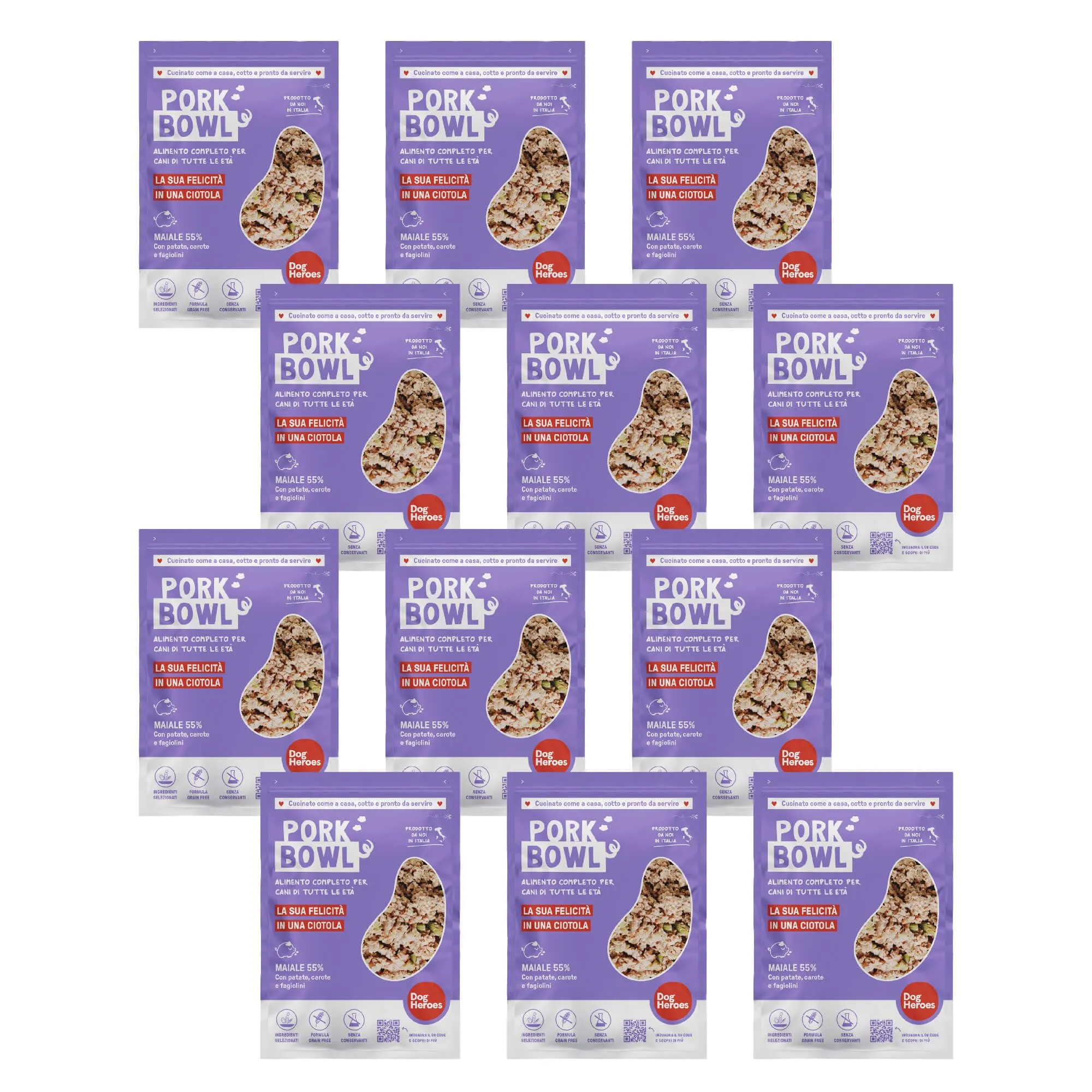 Dog Heroes Cibo Umido Congelato per Cani Maiale 12x650g - immagine 1