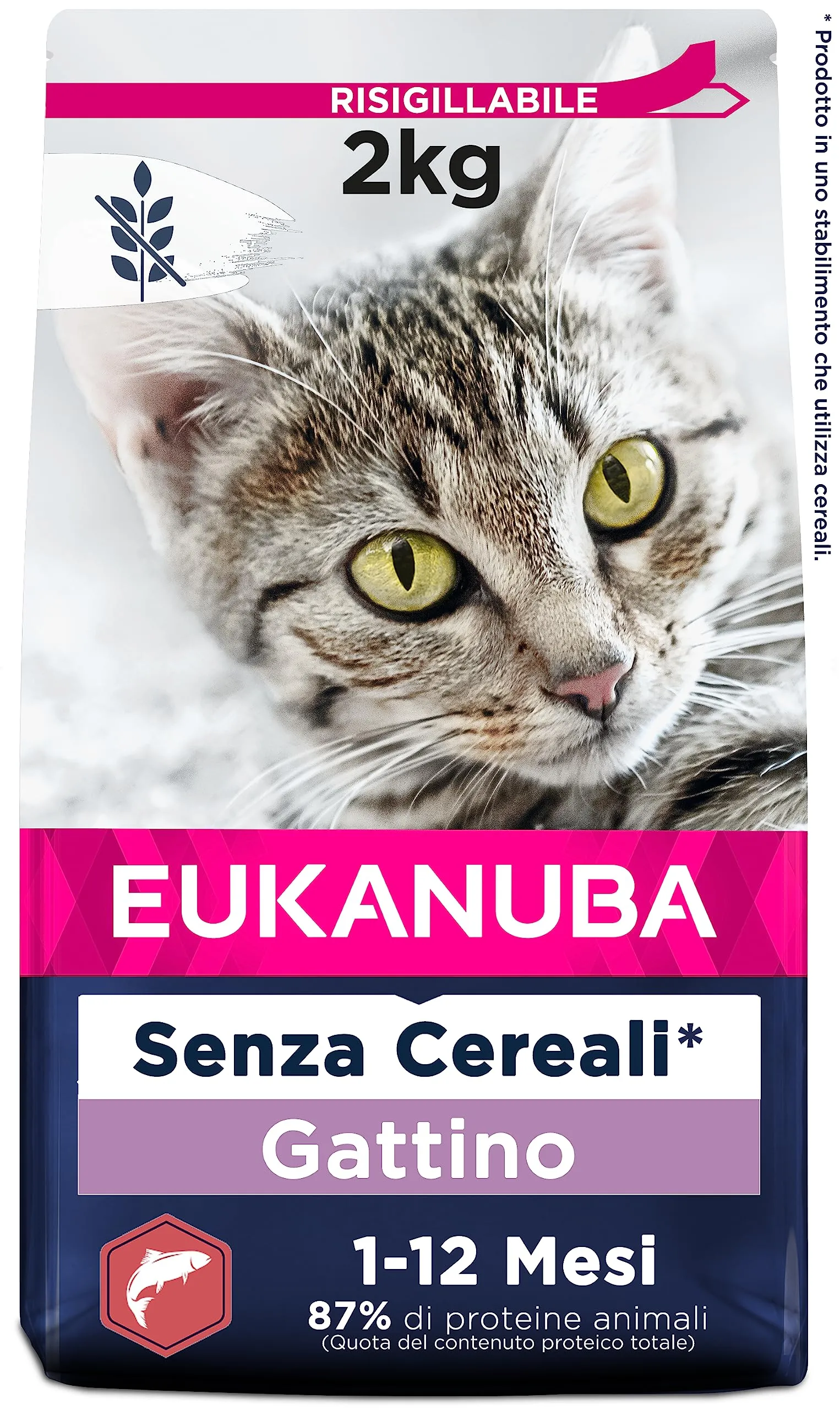 Eukanuba Grain Free Crocchette per gattini con salmone, 2 kg - immagine 1