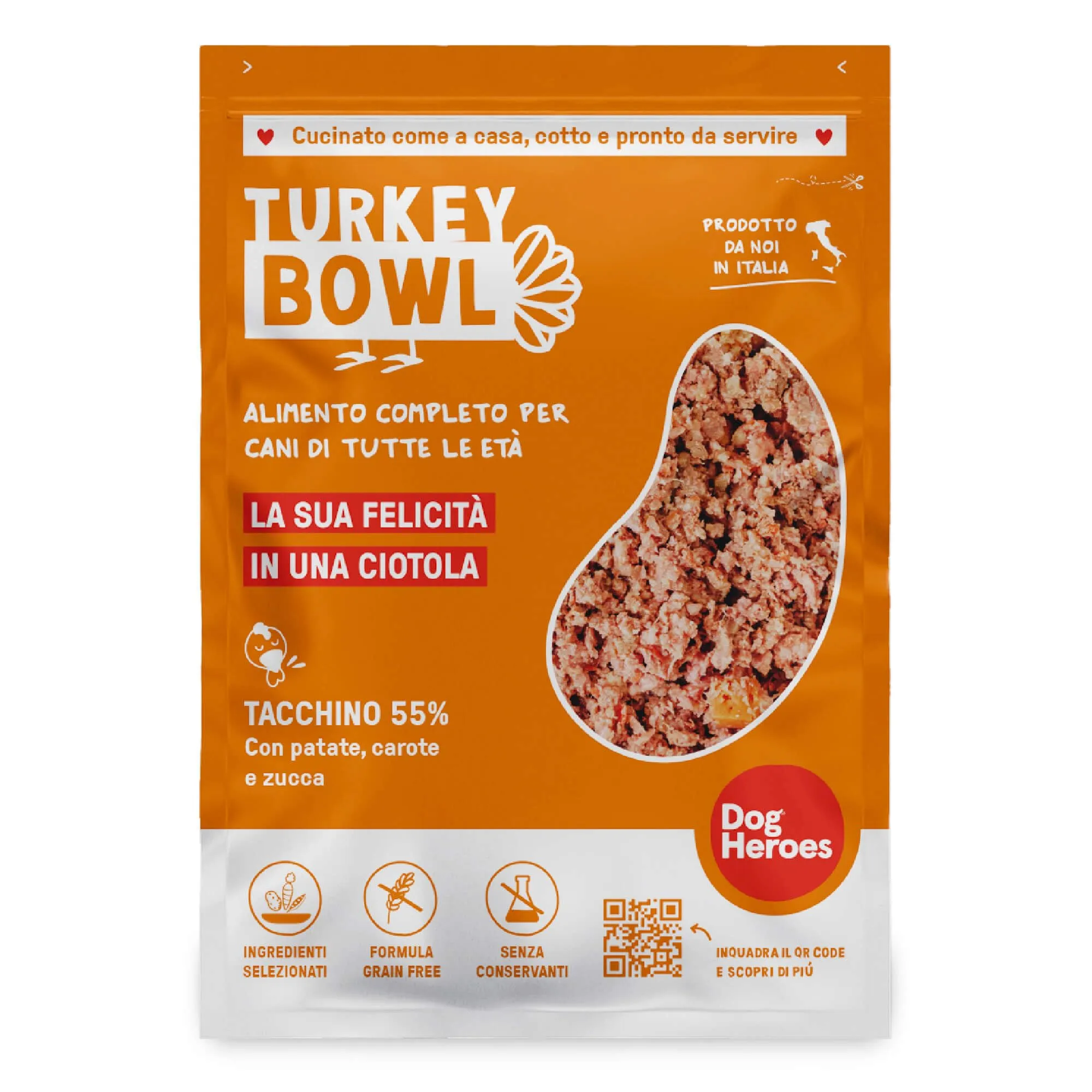 Dog Heroes Cibo Umido Congelato per Cani al Tacchino 55%, 12x650g - immagine 2