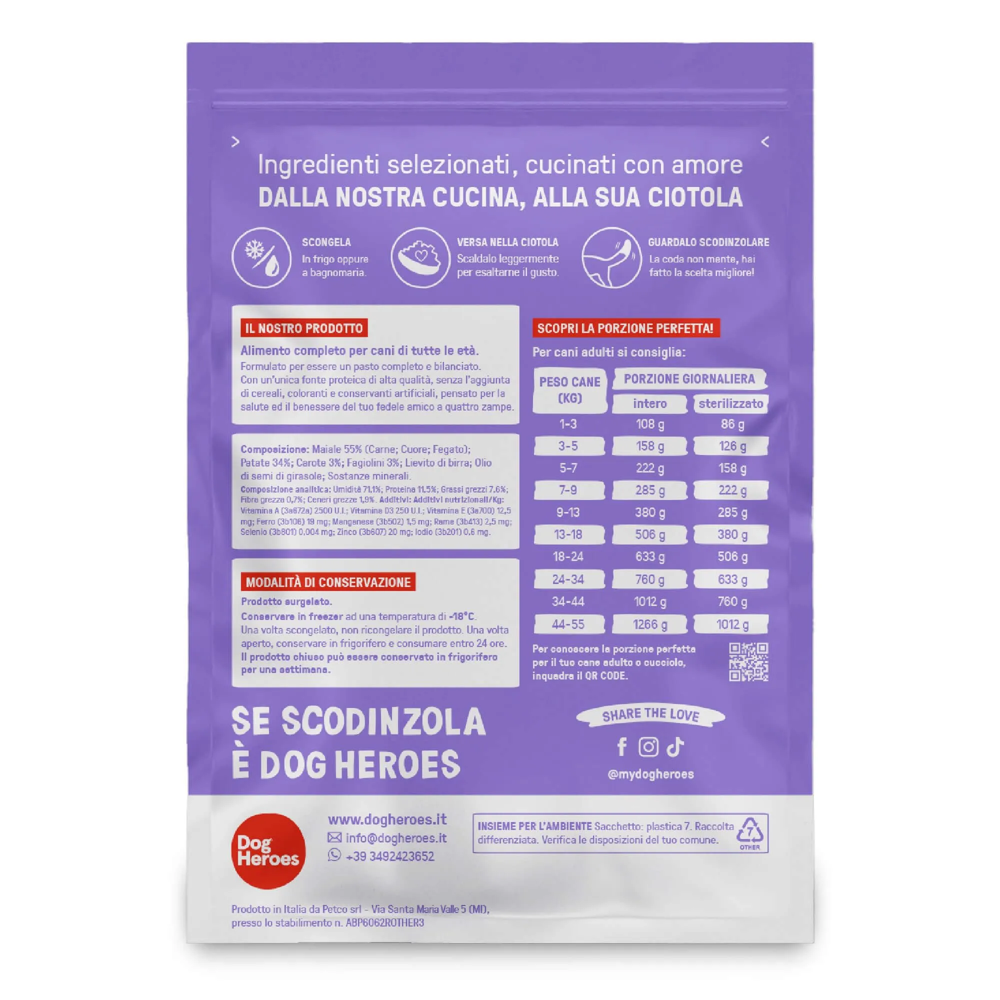 Dog Heroes Cibo Umido Congelato per Cani Maiale 12x320g - immagine 3