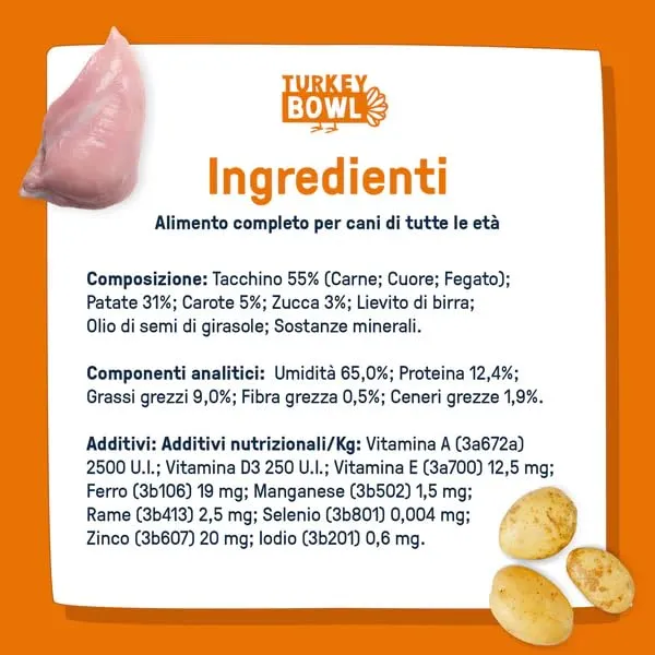 Dog Heroes Cibo Umido Congelato per Cani Tacchino 36x650g - immagine 3