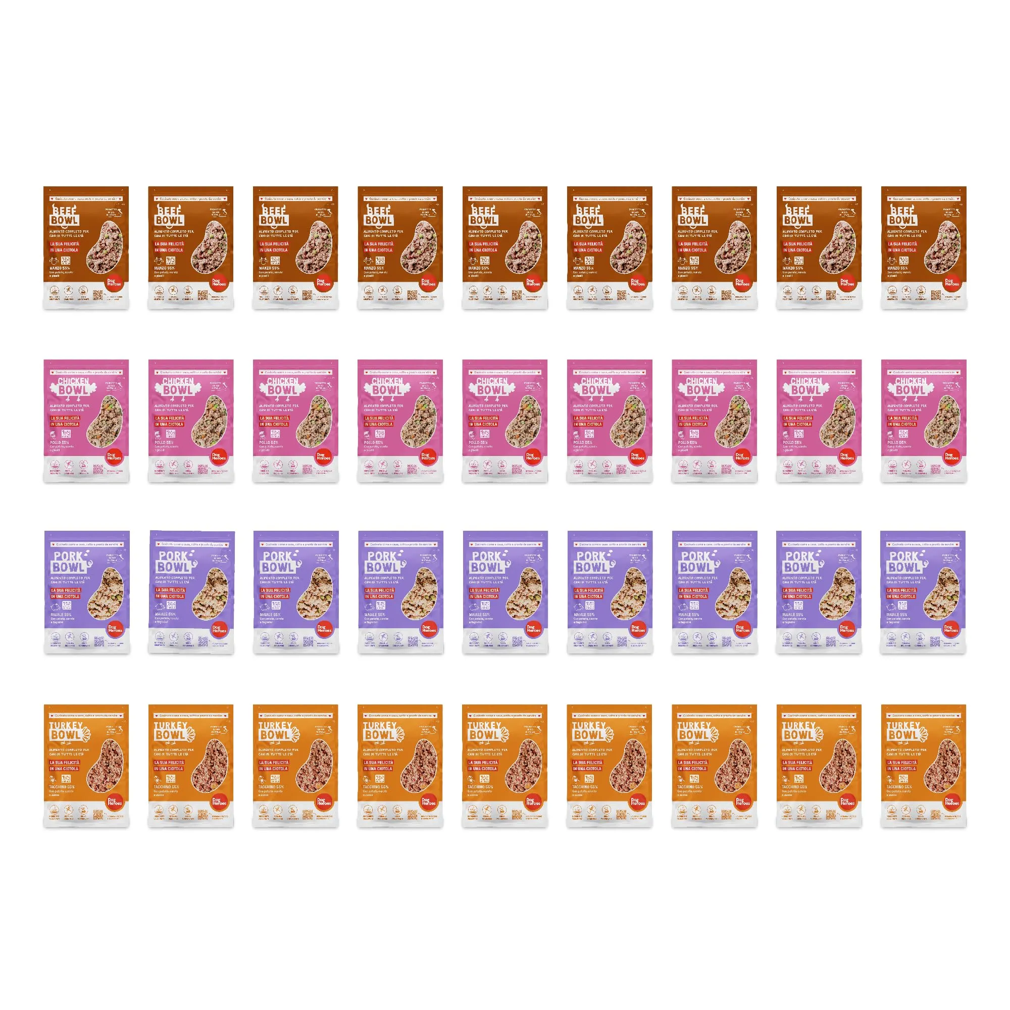 Dog Heroes Cibo Umido Congelato per Cani Mix 4 Gusti (55% Carne), 36x650g - immagine 1
