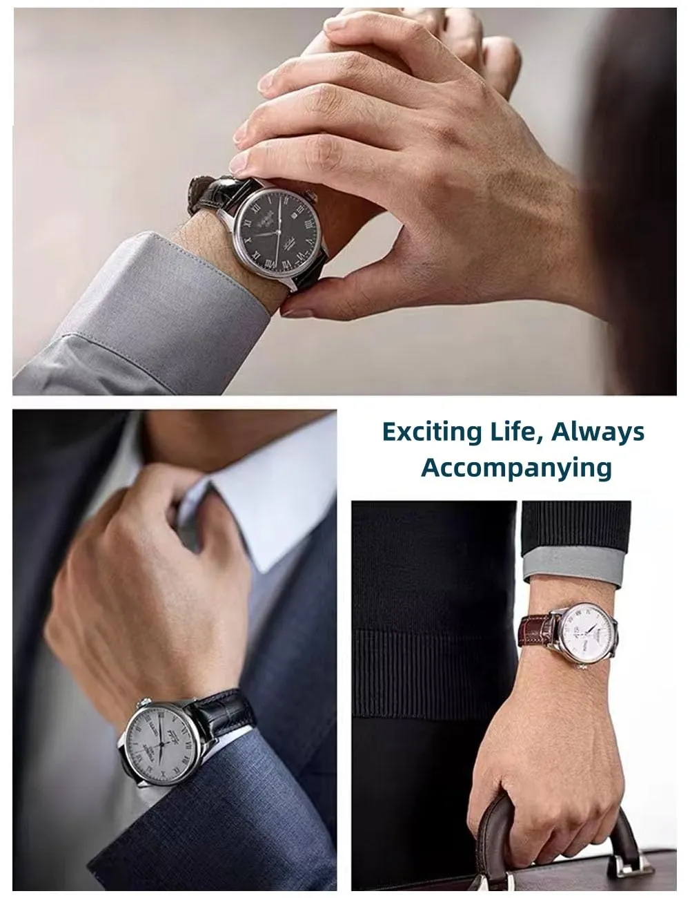 FOUUA Cinturino in pelle alligatore con chiusura deployante 19mm - immagine 5