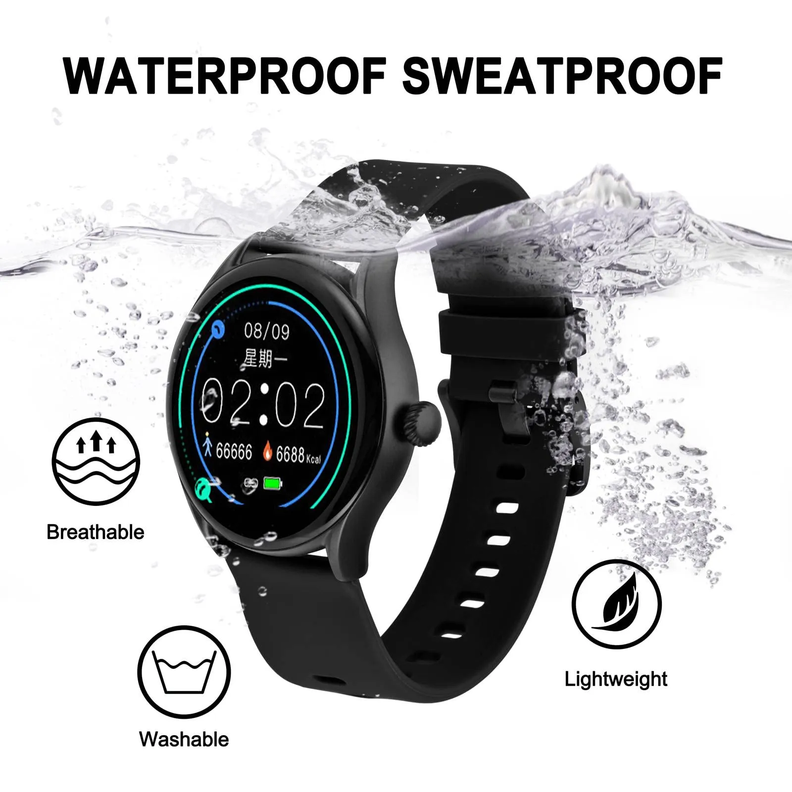 BISONSTRAP Cinturino per Orologi in Silicone, Sgancio Rapido, 22mm, Nero con Fibbia Nera - immagine 9