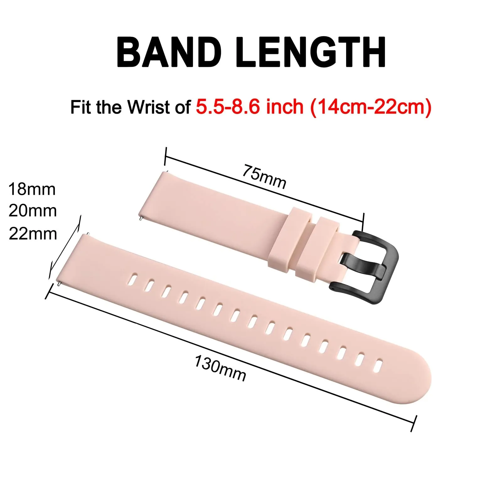 BISONSTRAP Cinturino in Silicone per Orologi, Sgancio Rapido, 20mm, Rosa con Fibbia Nera - immagine 6