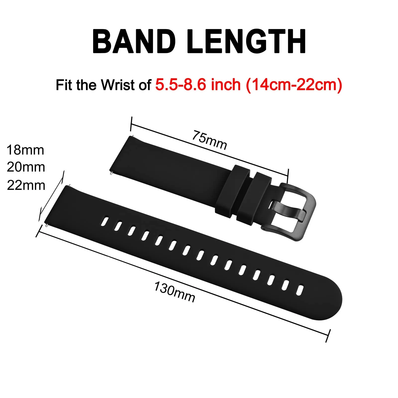 BISONSTRAP Cinturino per Orologi in Silicone con Sgancio Rapido, 18mm, Nero con Fibbia Nera - immagine 6