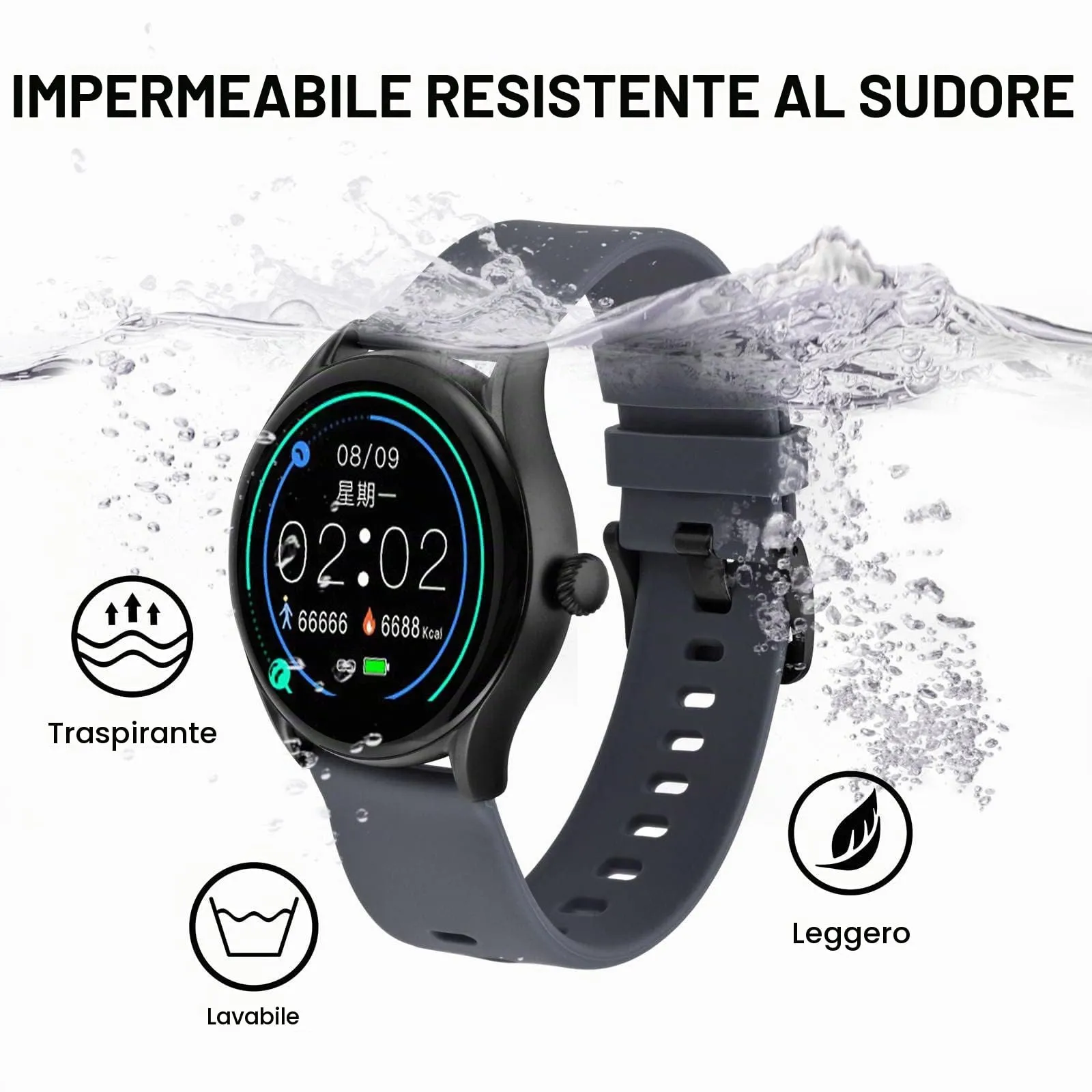 BISONSTRAP Cinturino in Silicone per Orologi, Sgancio Rapido, 20mm, Grigio con Fibbia Nera - immagine 9