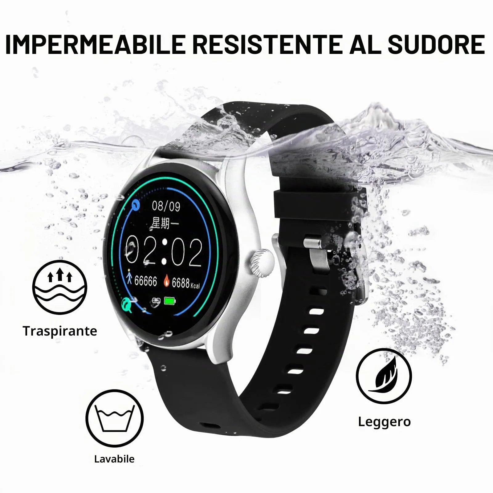 BISONSTRAP Cinturino per Orologi in Silicone con Sgancio Rapido, 20mm, Nero con Fibbia Argento - immagine 9