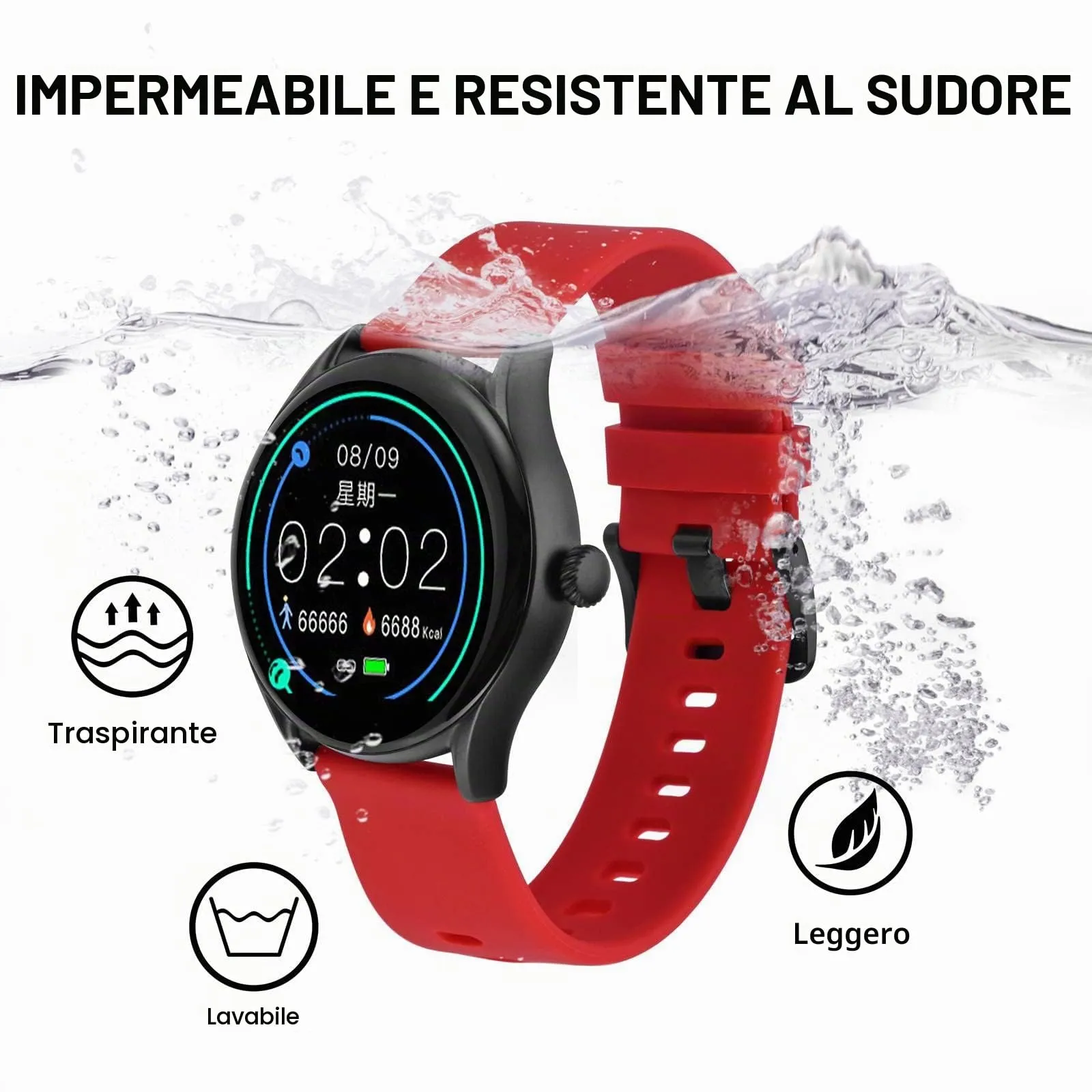 BISONSTRAP Cinturino per Orologi in Silicone, Sgancio Rapido, 18mm, Rosso con Fibbia Nera - immagine 9