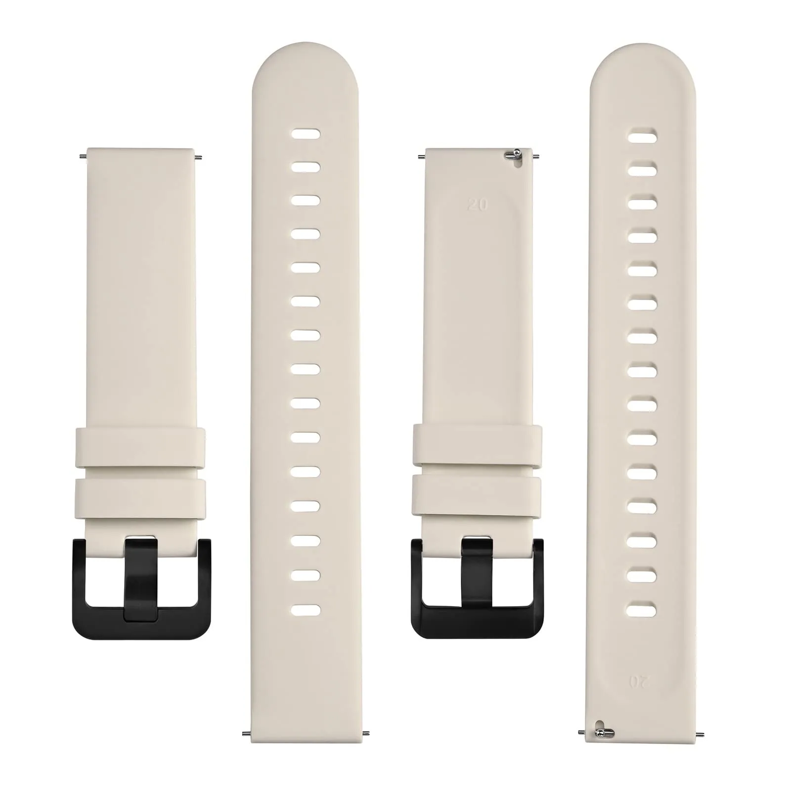 BISONSTRAP Cinturino in Silicone con Sgancio Rapido, 20mm, Avorio con Fibbia Nera - immagine 3