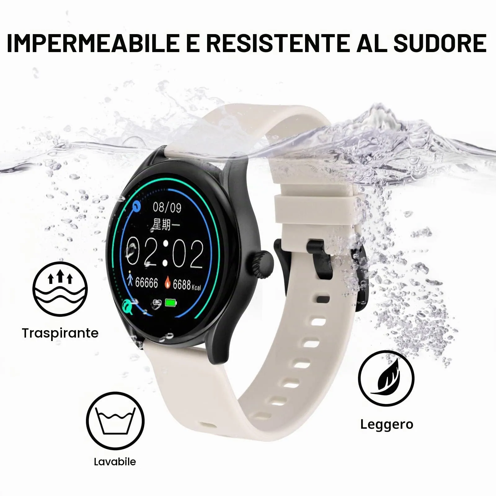 BISONSTRAP Cinturino in Silicone con Sgancio Rapido, 20mm, Avorio con Fibbia Nera - immagine 9