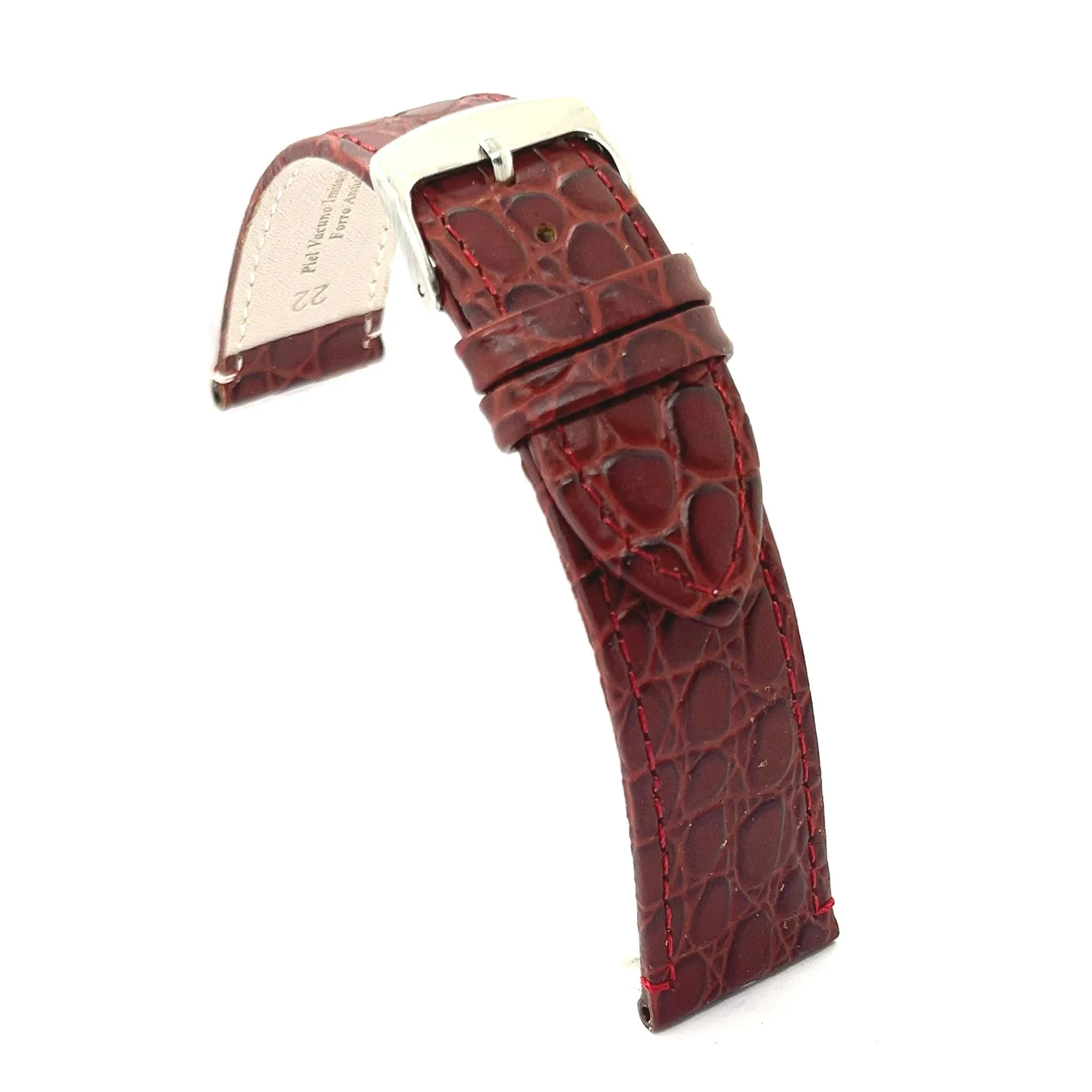 Diloy Cinturino Orologio in Pelle Stampa Coccodrillo P209 Bordeaux 12mm - immagine 1