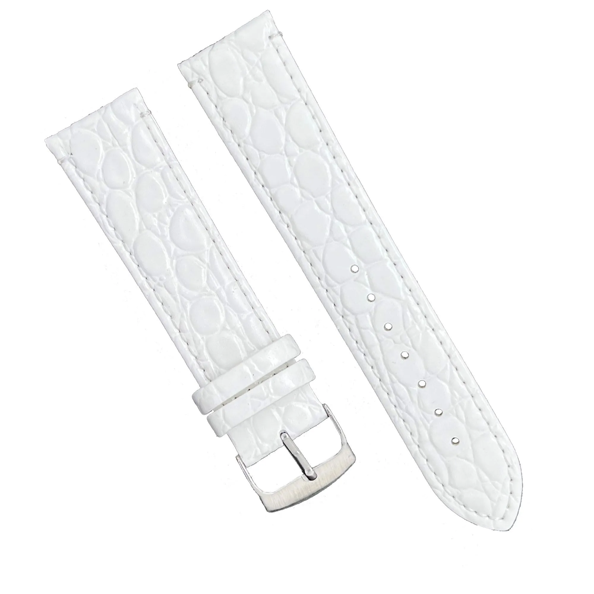 Diloy Cinturino Orologio in Pelle Stampa Coccodrillo P209 Bianco 12mm - immagine 2