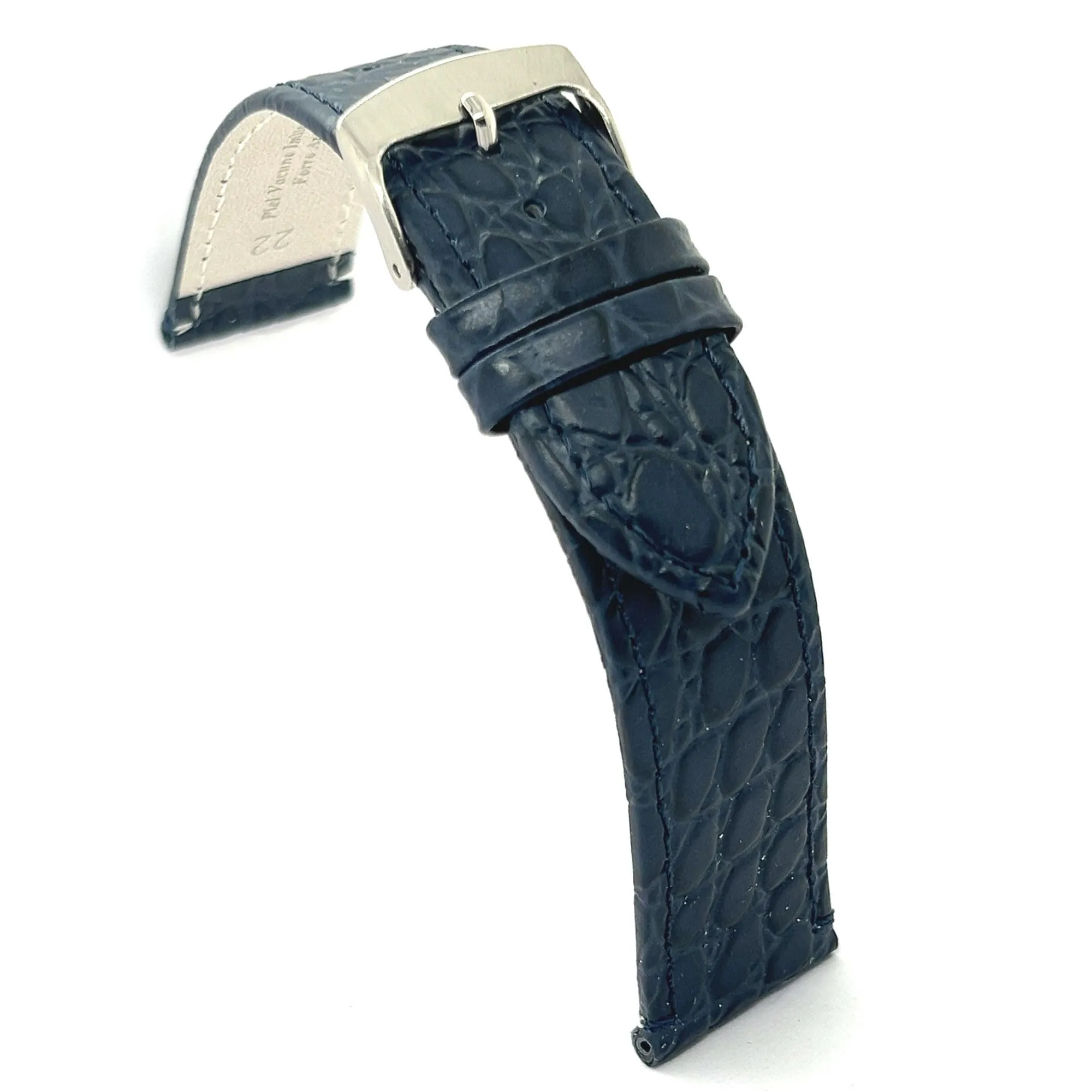 Diloy Cinturino Orologio in Pelle Stampa Coccodrillo P209 Blu Navy 18mm - immagine 1