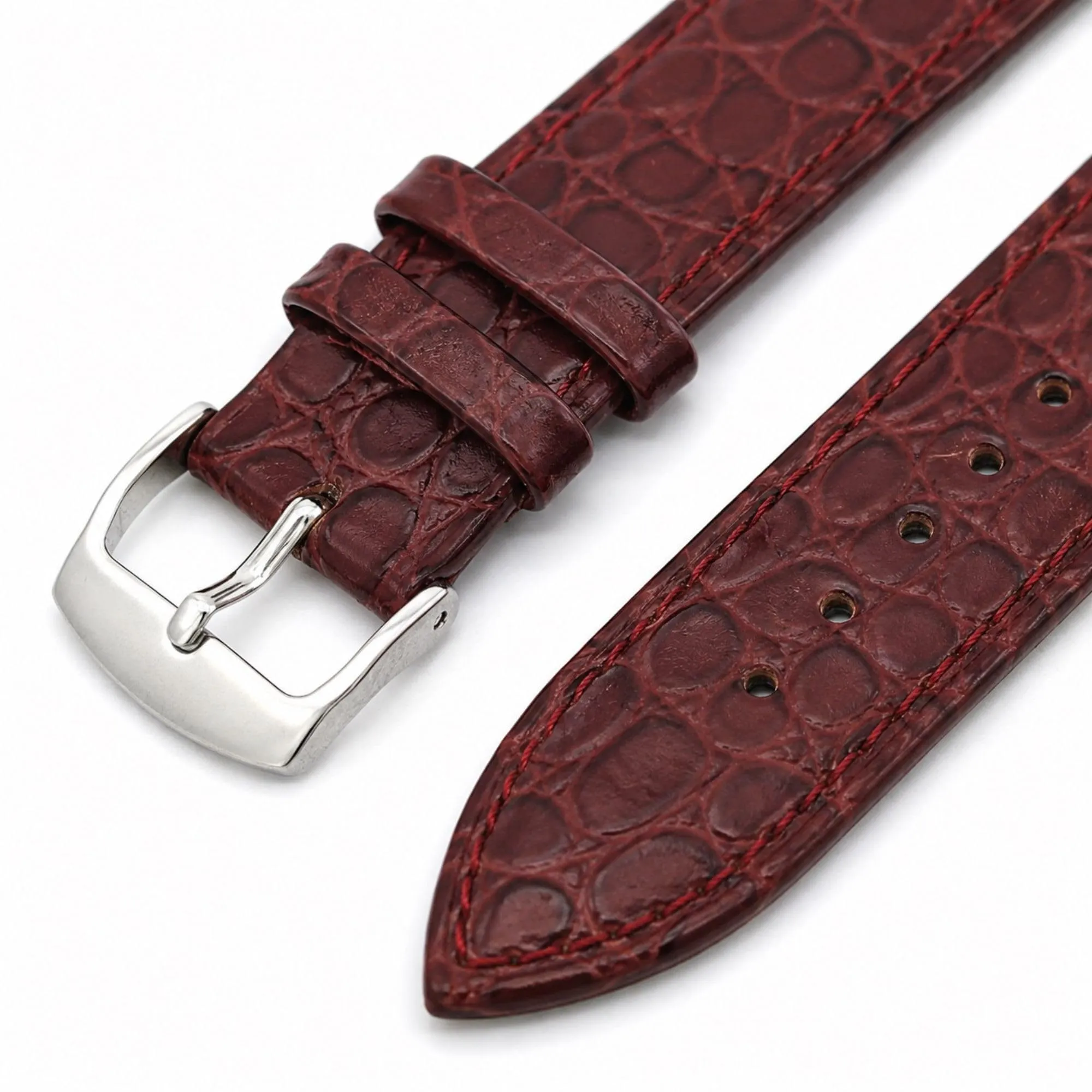 Diloy Cinturino Orologio in Pelle Stampa Coccodrillo P209 Bordeaux 22mm - immagine 3