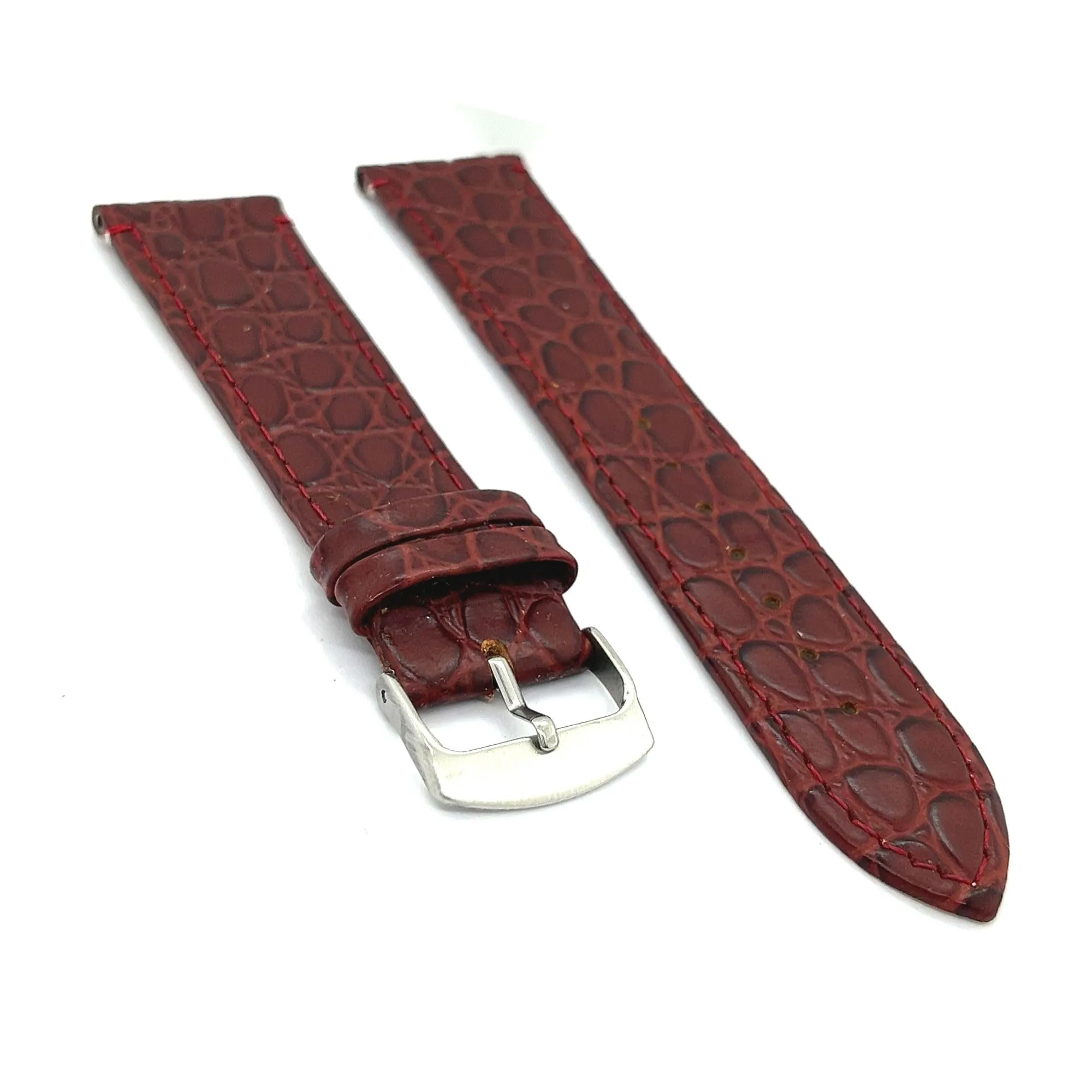 Diloy Cinturino Orologio in Pelle Stampa Coccodrillo P209 Bordeaux 20mm - immagine 2