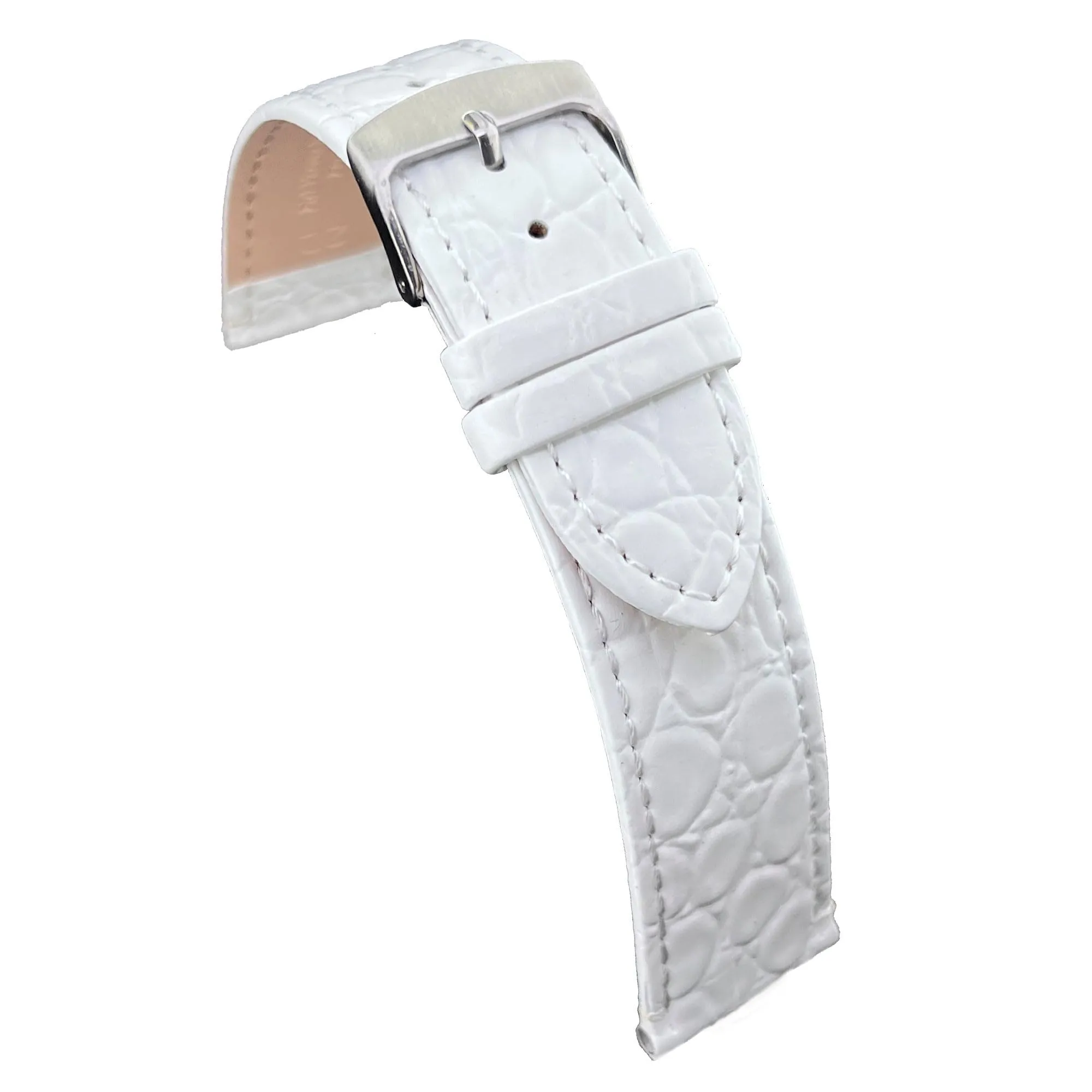 diloy Cinturino orologio in pelle stampa coccodrillo P209 Bianco 18mm - immagine 1