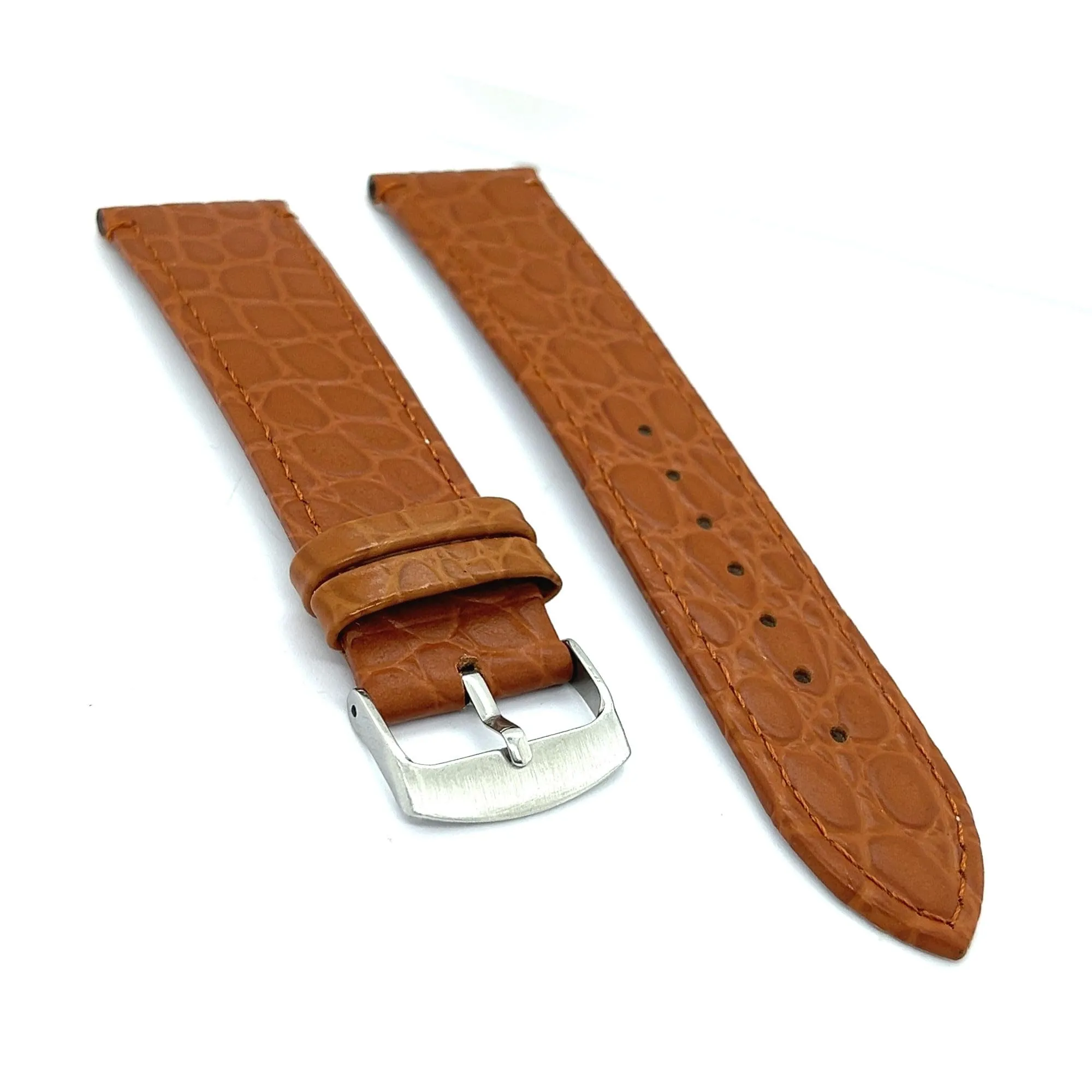 Diloy Cinturino Orologio Pelle Stampa Coccodrillo P209 Marrone Chiaro 20mm - immagine 2