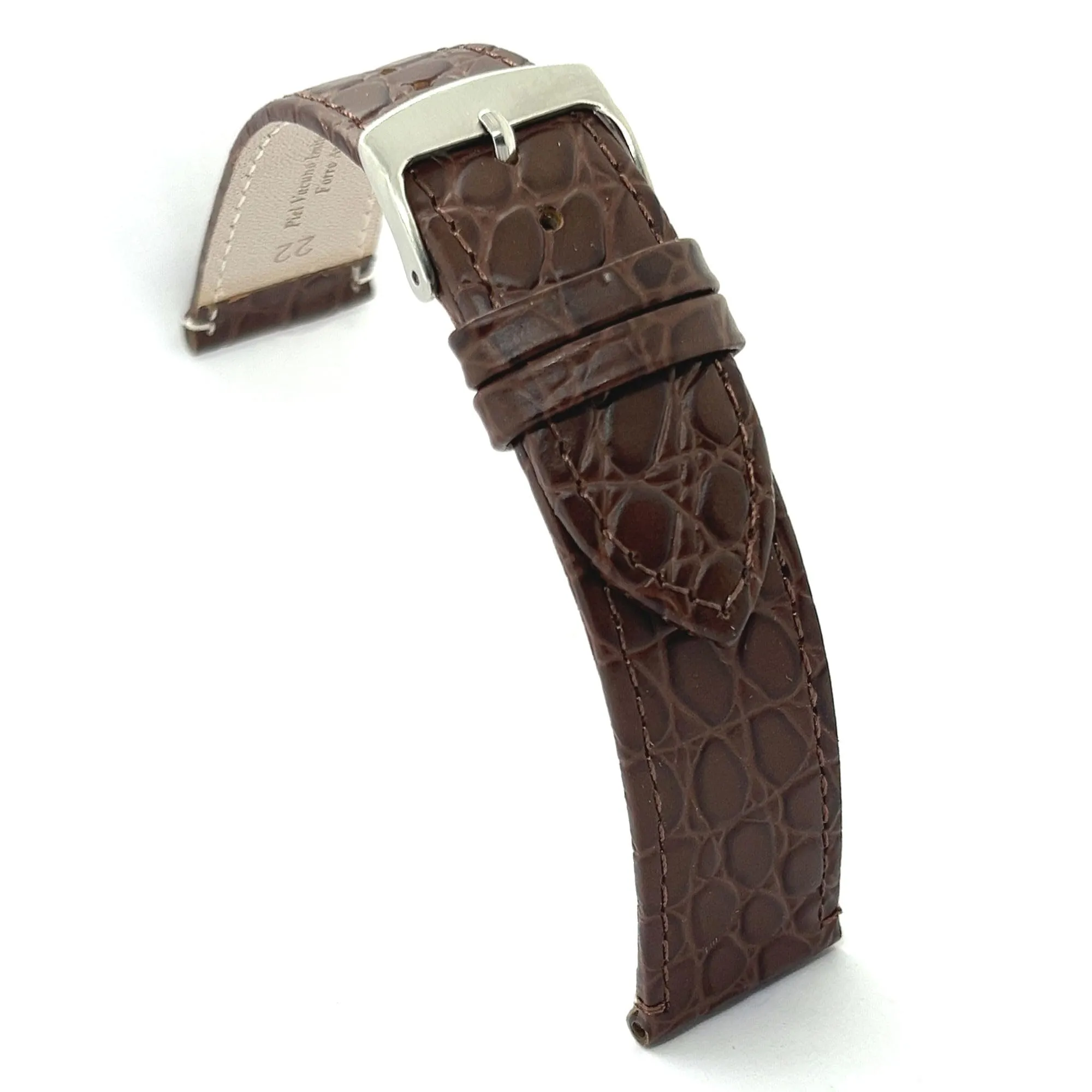 Diloy Cinturino Orologio in Pelle Stampa Coccodrillo P209 Marrone Scuro 12mm - immagine 1