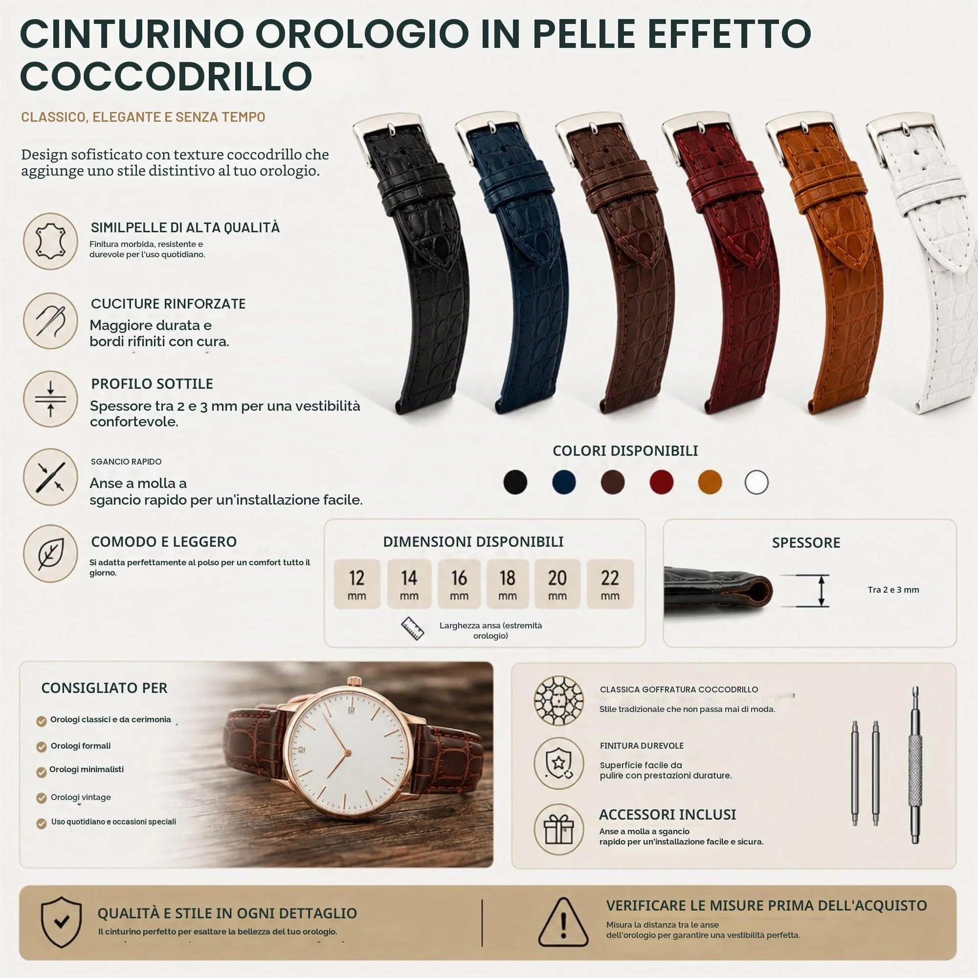 Diloy Cinturino Orologio in Pelle Stampa Coccodrillo P209 Marrone Scuro 12mm - immagine 5