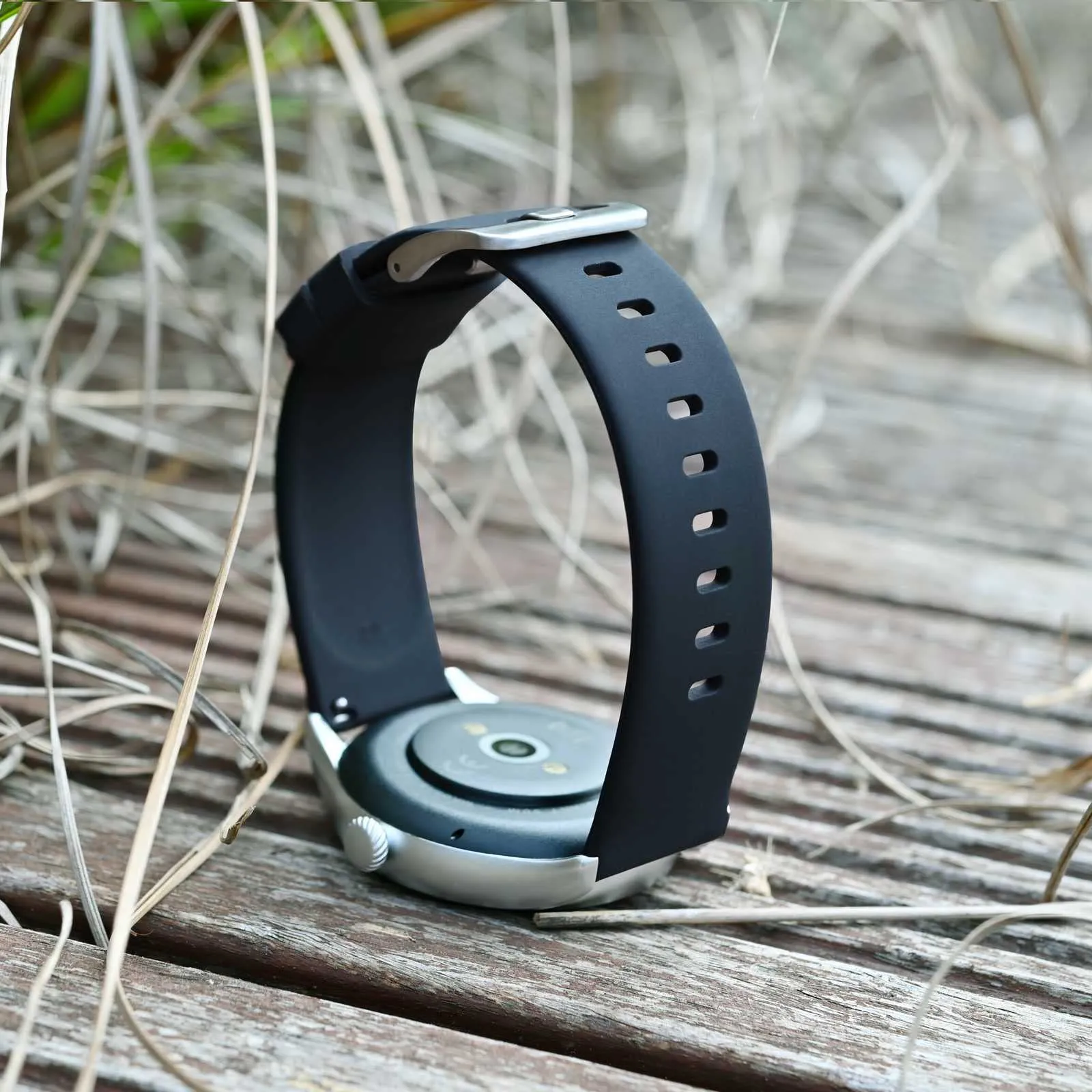 BISONSTRAP Cinturino in Silicone per Orologi, Sgancio Rapido, 18mm, Nero con Fibbia Argento - immagine 8
