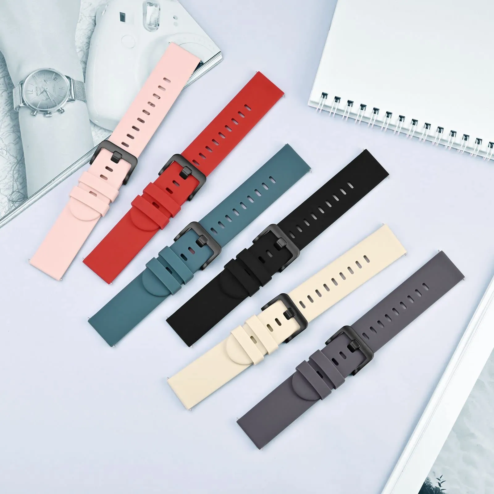 BISONSTRAP Cinturino in Silicone con Sgancio Rapido, 20mm, Ciano con Fibbia Nera - immagine 7