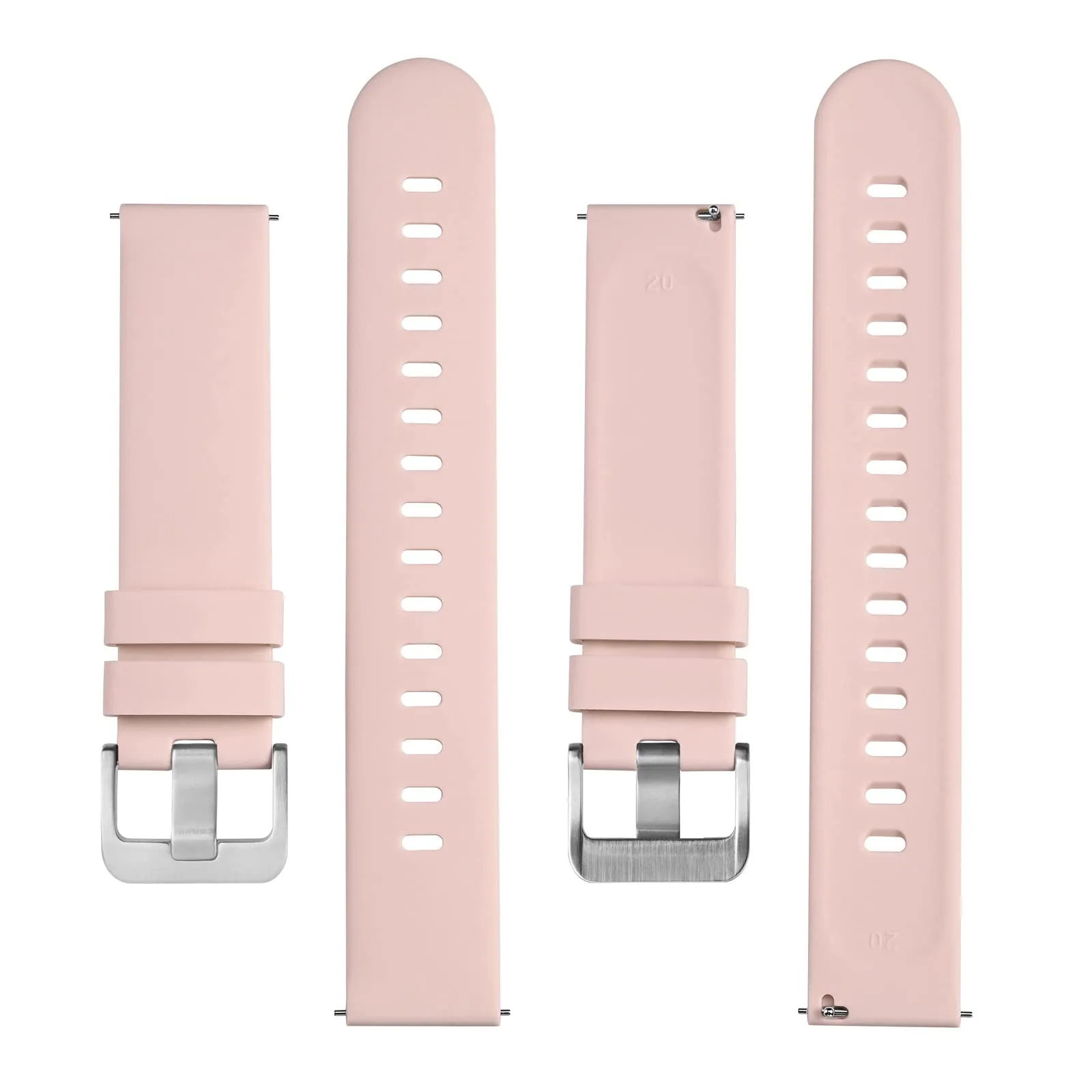 BISONSTRAP Cinturino in Silicone con Sgancio Rapido, 18mm, Rosa con Fibbia Argento - immagine 3