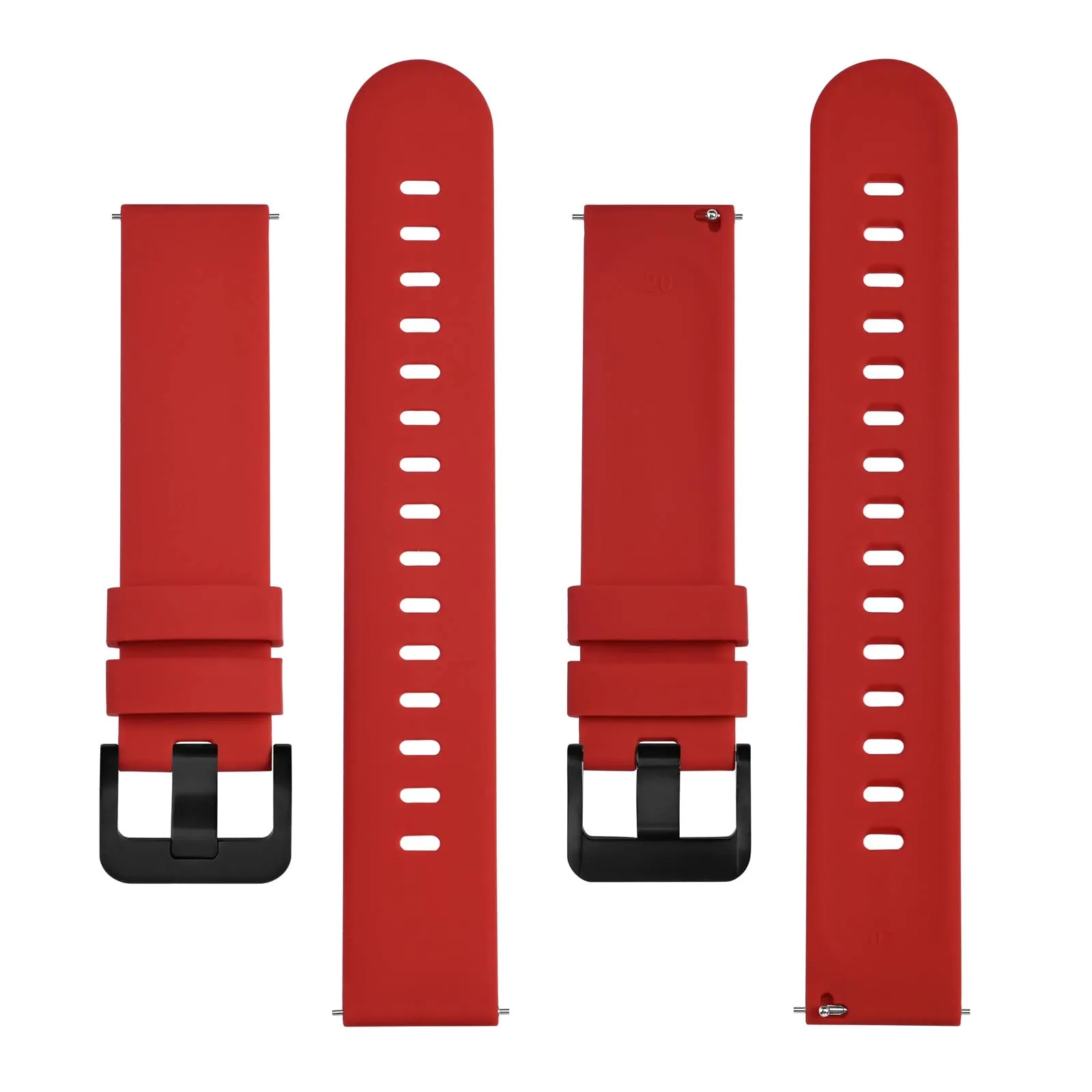 BISONSTRAP Cinturino in Silicone con Sgancio Rapido, 20mm, Rosso con Fibbia Nera - immagine 3