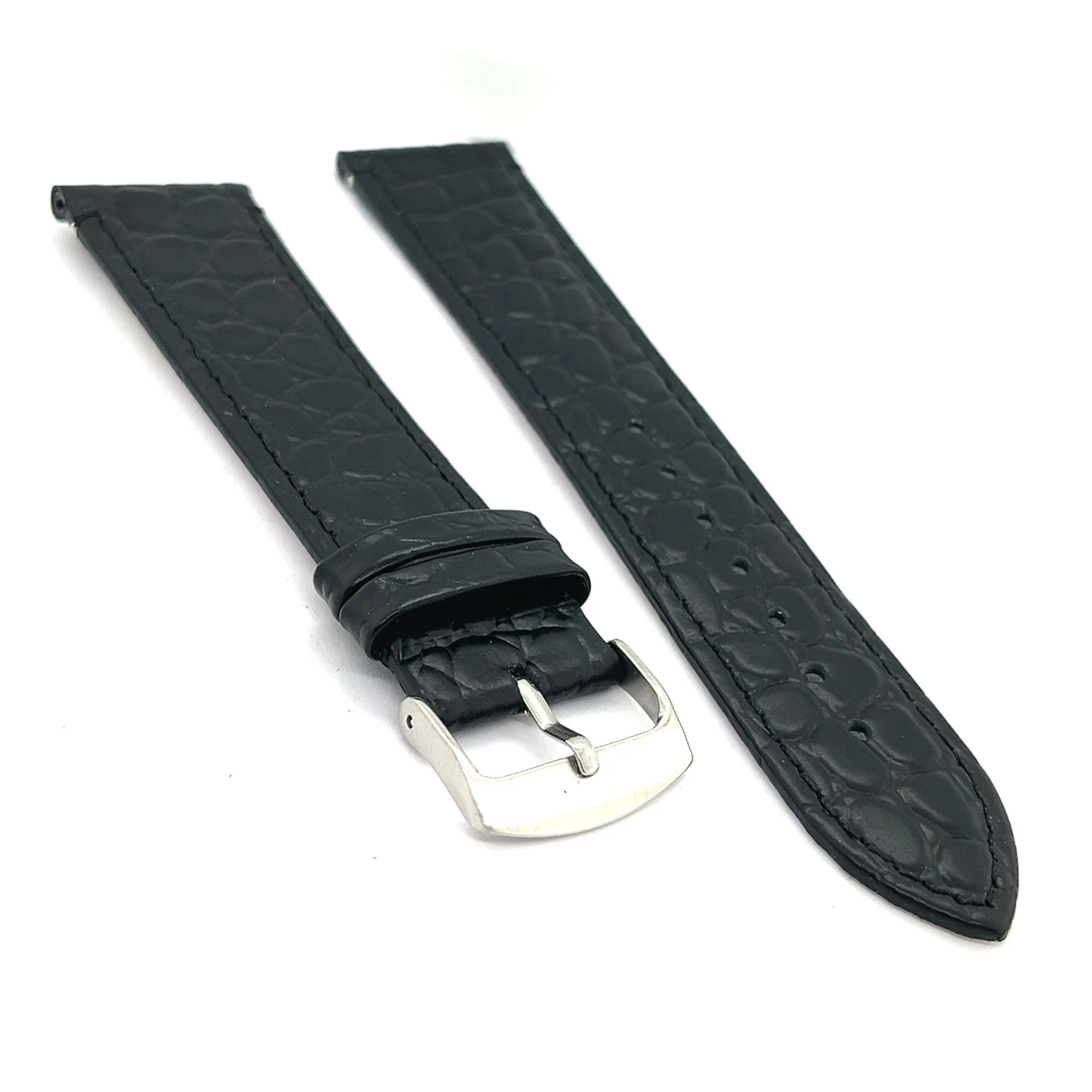 Diloy P209 Cinturino Orologio in Pelle Stampa Coccodrillo Nero 14mm - immagine 2
