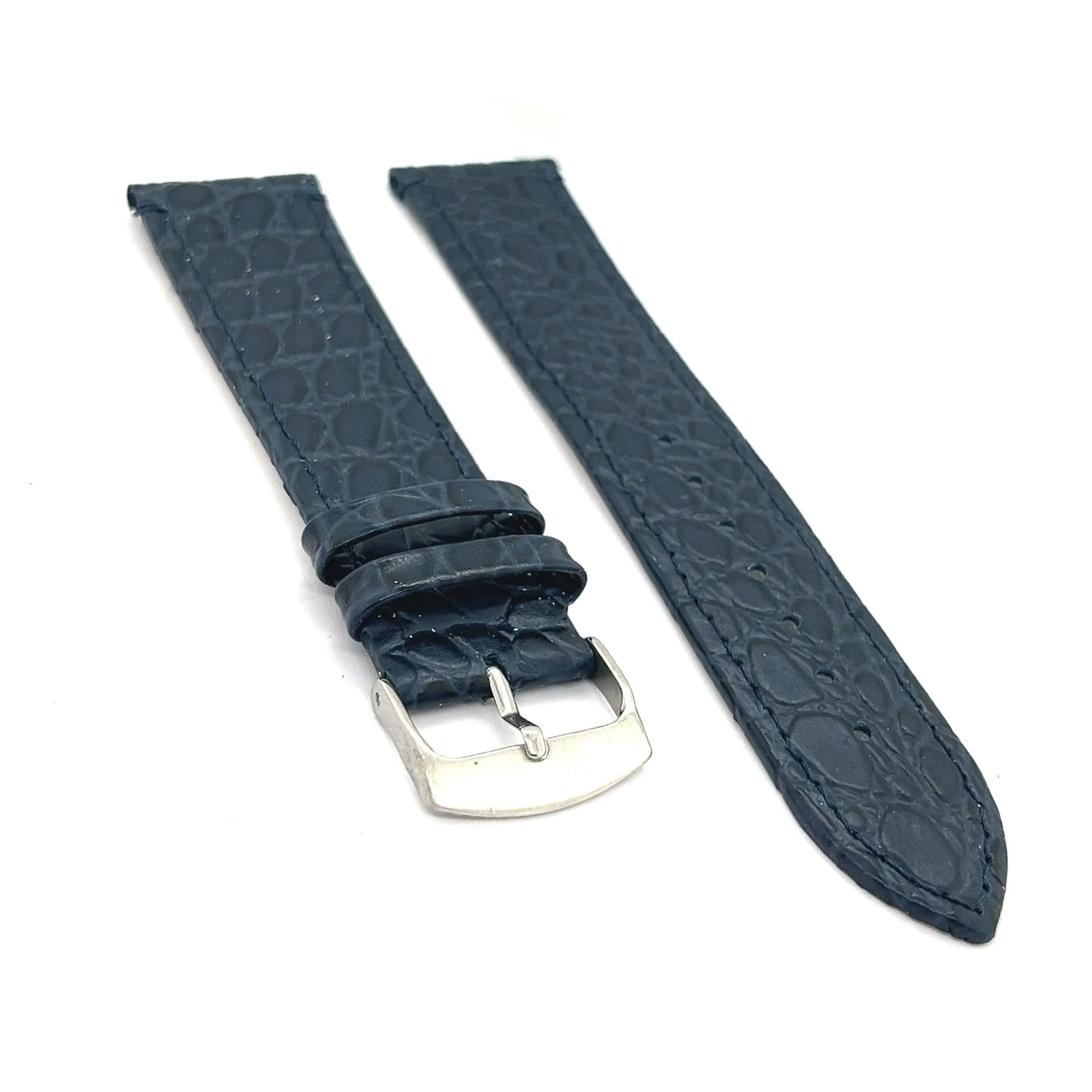 diloy Cinturino Orologio in Pelle Stampa Coccodrillo P209 Blu Navy 12mm - immagine 2