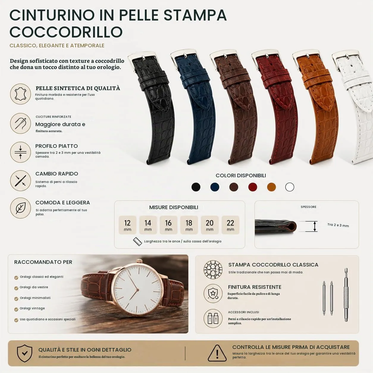 diloy Cinturino Orologio in Pelle Stampa Coccodrillo P209 Bordeaux 14mm - immagine 6