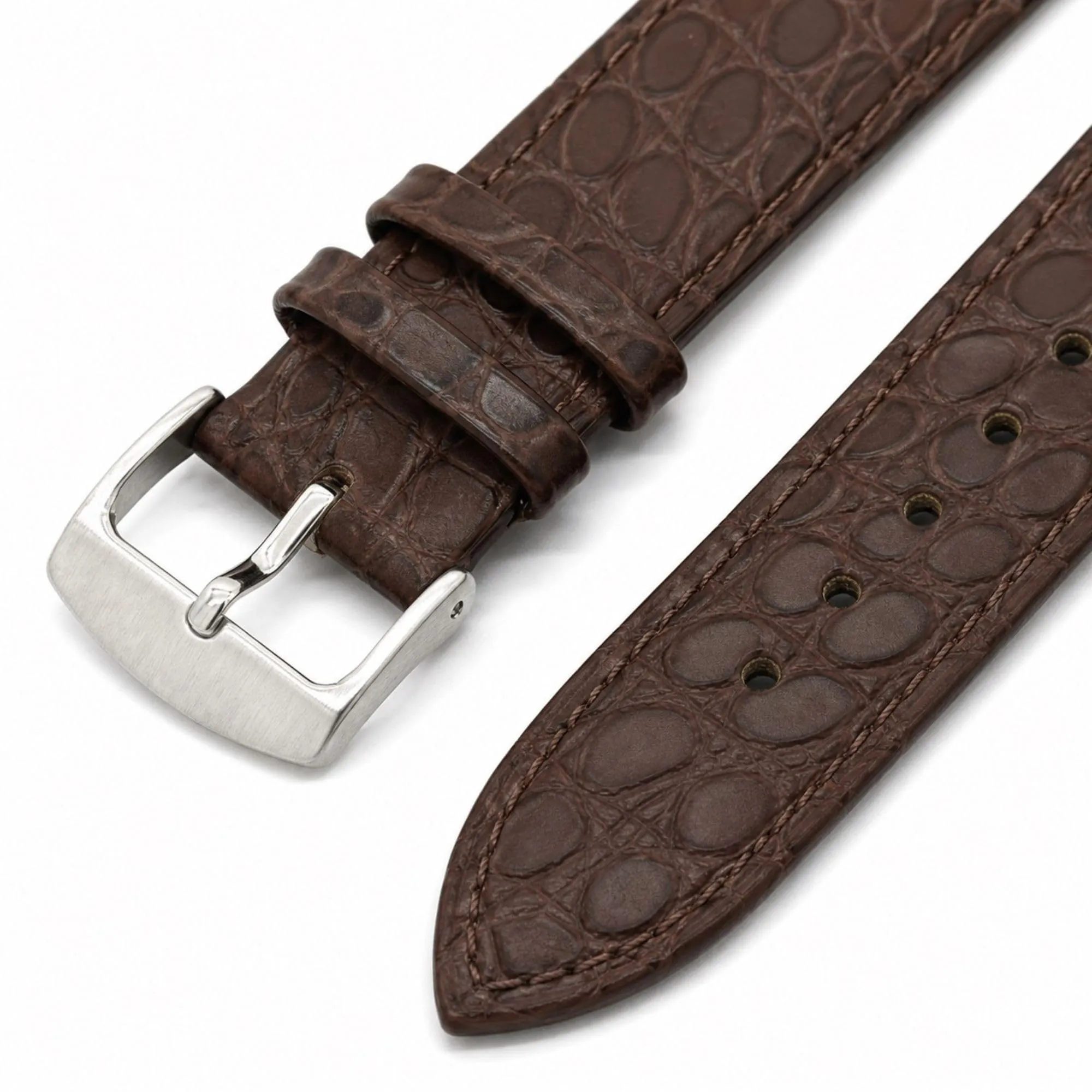 Diloy Cinturino Orologio Pelle Stampa Coccodrillo P209 Marrone Scuro 20mm - immagine 3