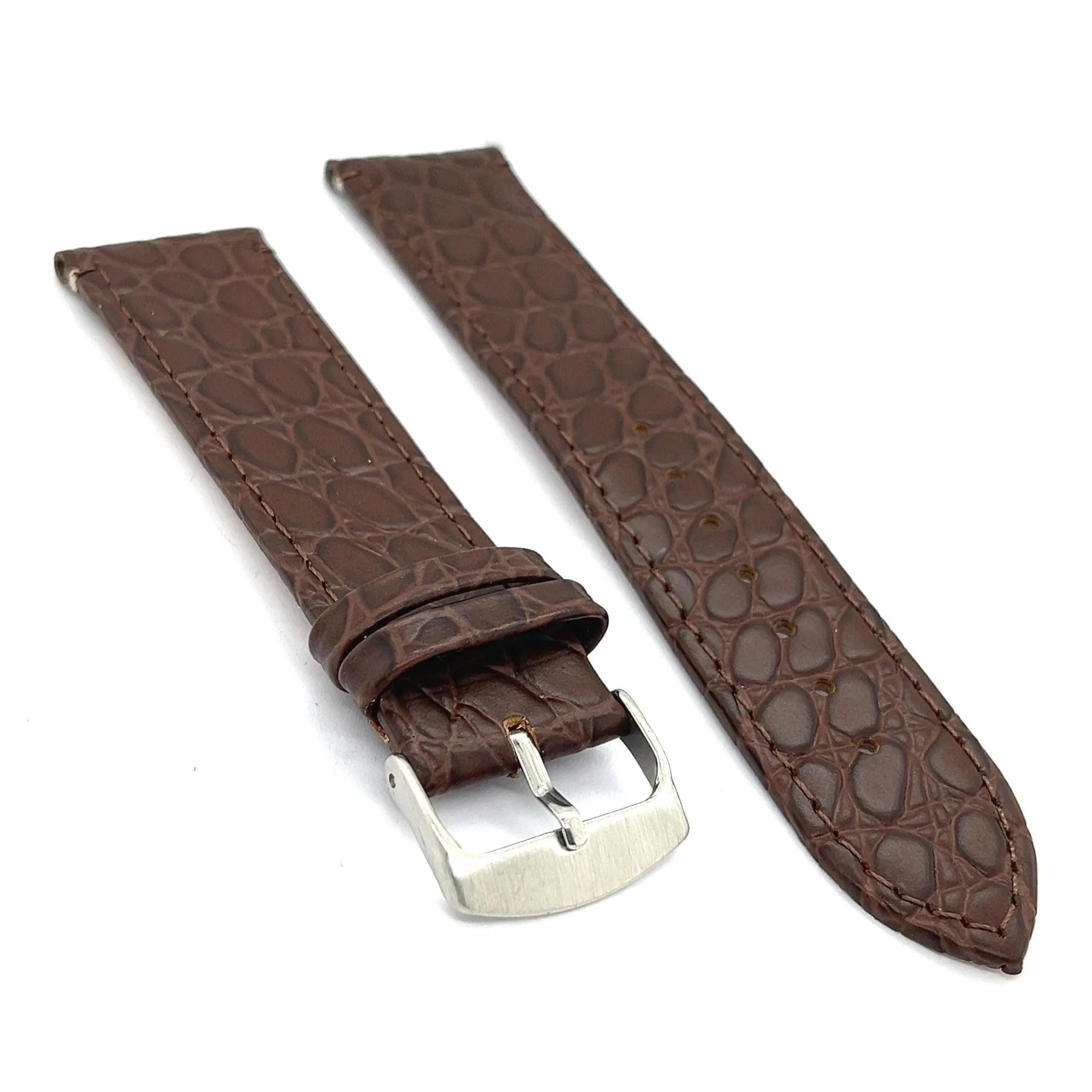 Diloy Cinturino Orologio Pelle Stampa Coccodrillo P209 Marrone Scuro 18mm - immagine 2