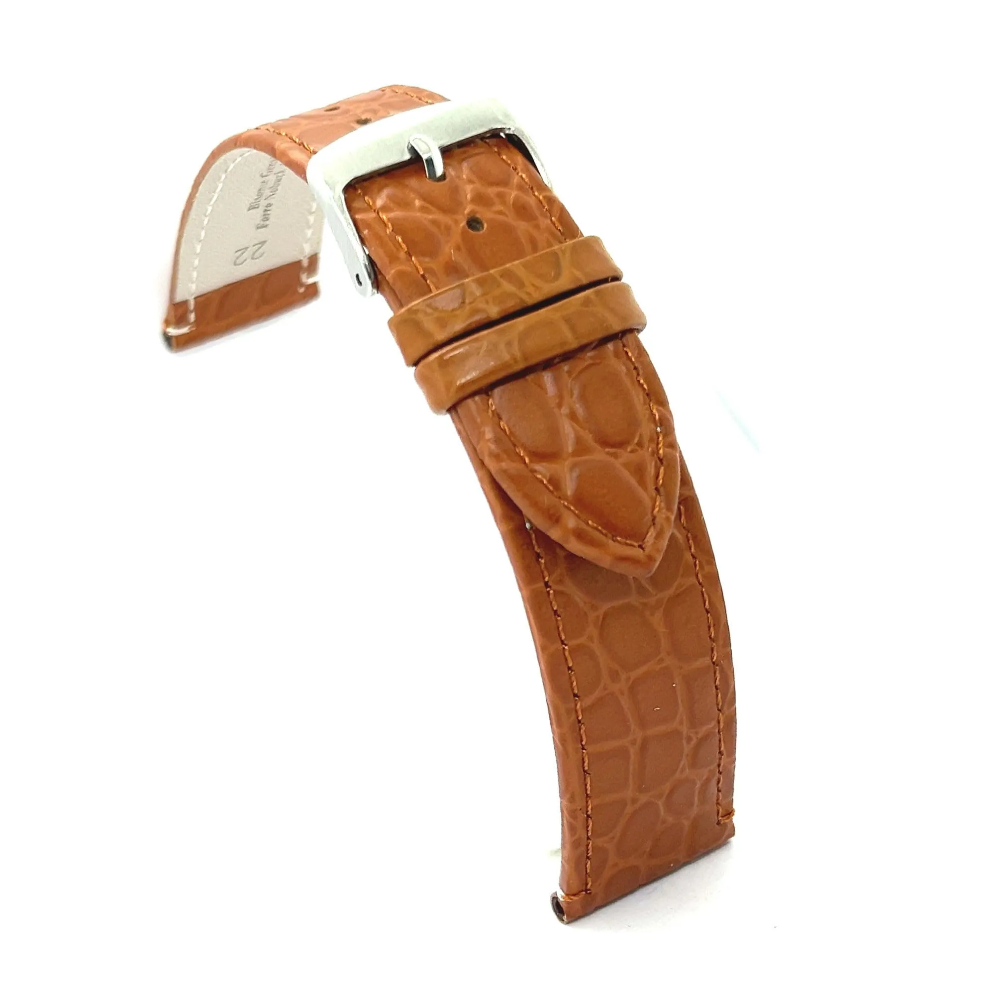 Diloy Cinturino Orologio in Pelle Stampa Coccodrillo P209 Marrone Chiaro 12mm - immagine 1
