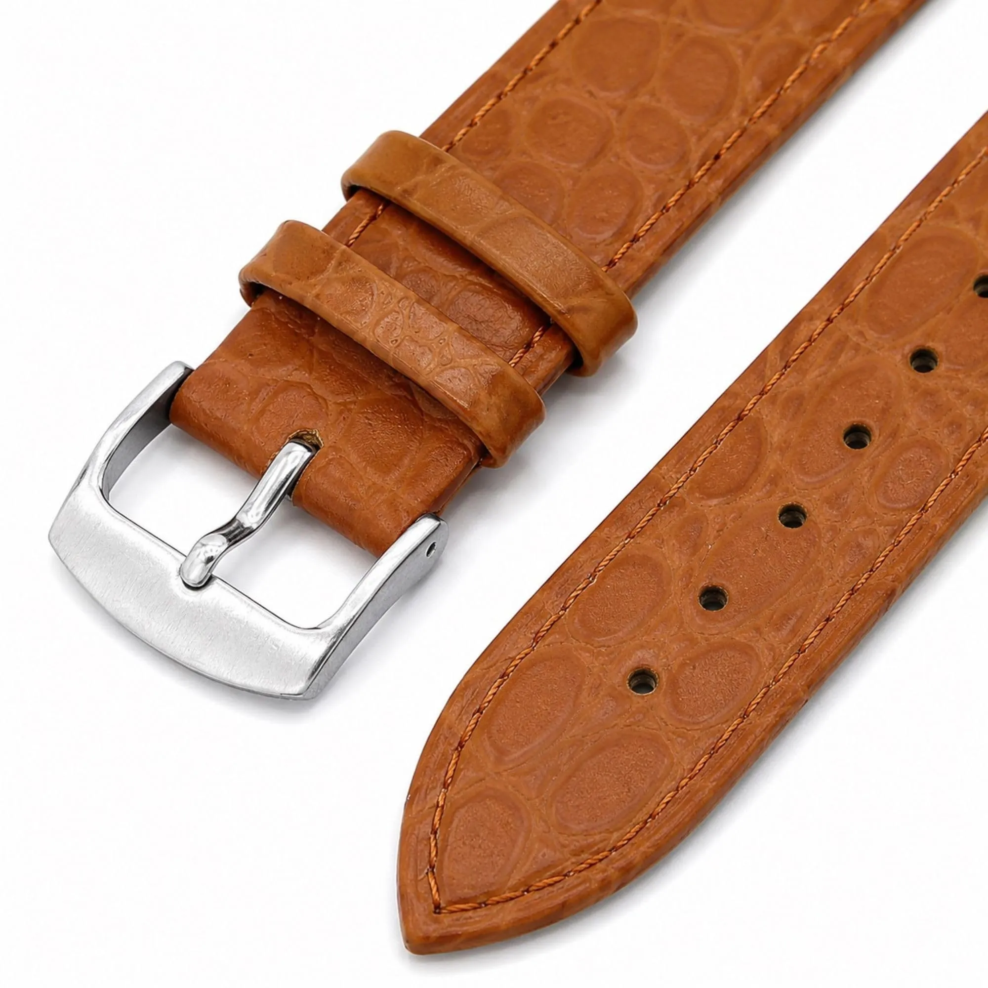 diloy Cinturino orologio in pelle stampa coccodrillo P209 Marrone Chiaro 14mm - immagine 3