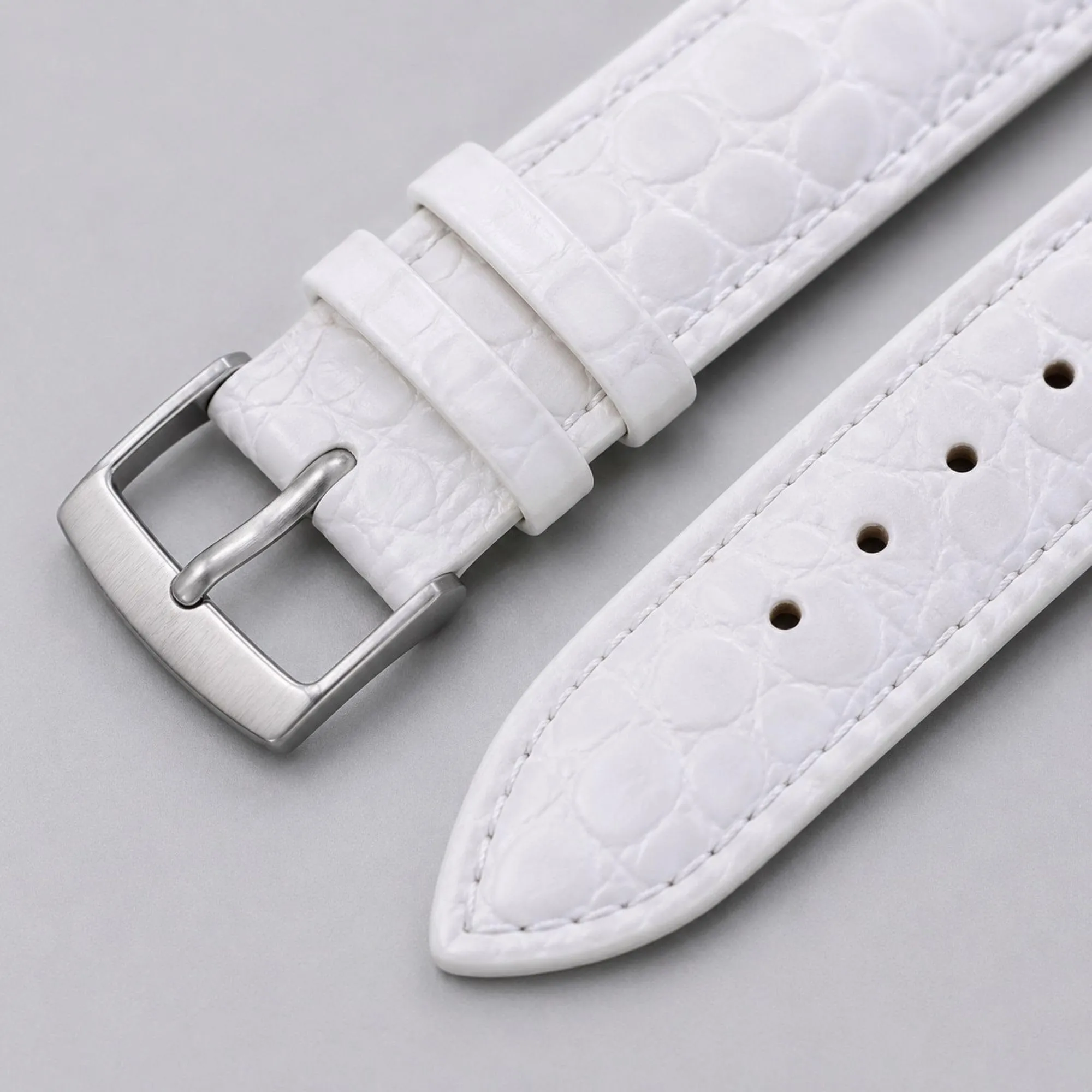 Diloy Cinturino Orologio Pelle Stampa Coccodrillo P209 Bianco 22mm - immagine 3