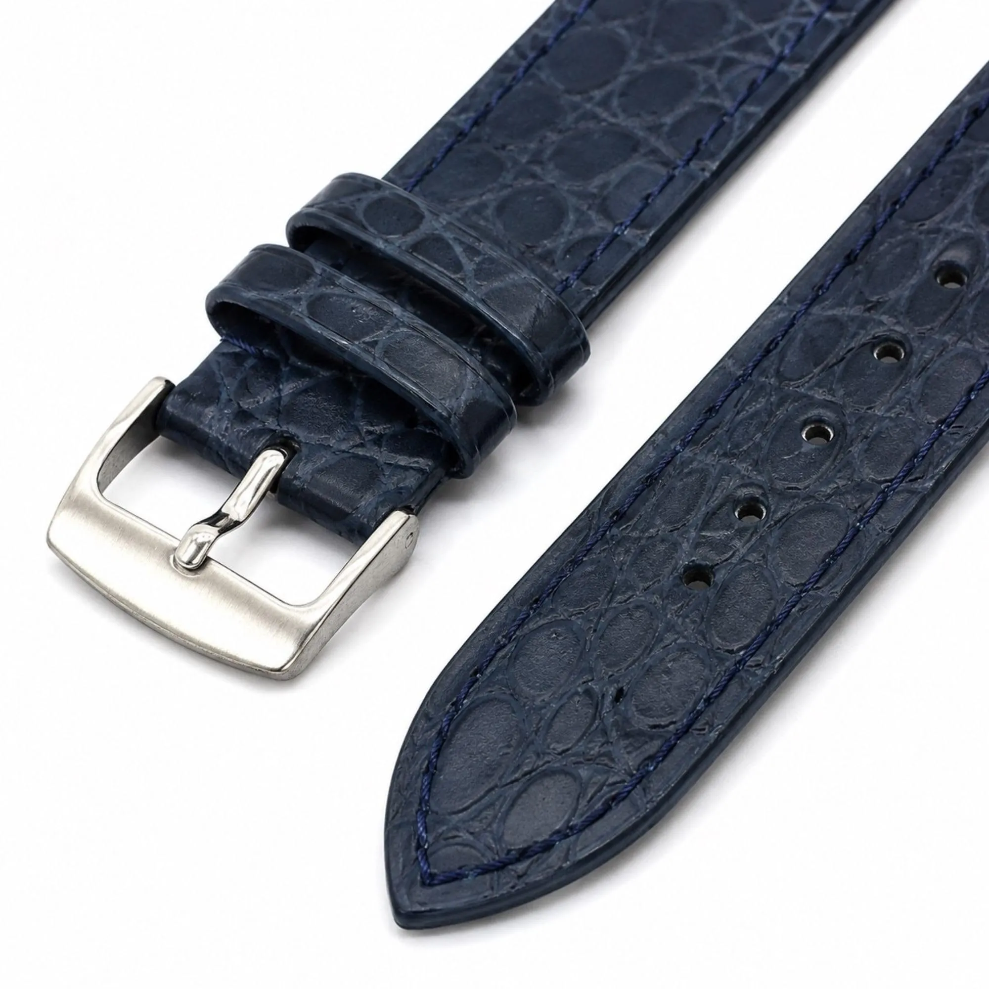 Diloy Cinturino Orologio in Pelle Stampa Coccodrillo P209 Blu Navy 14mm - immagine 3
